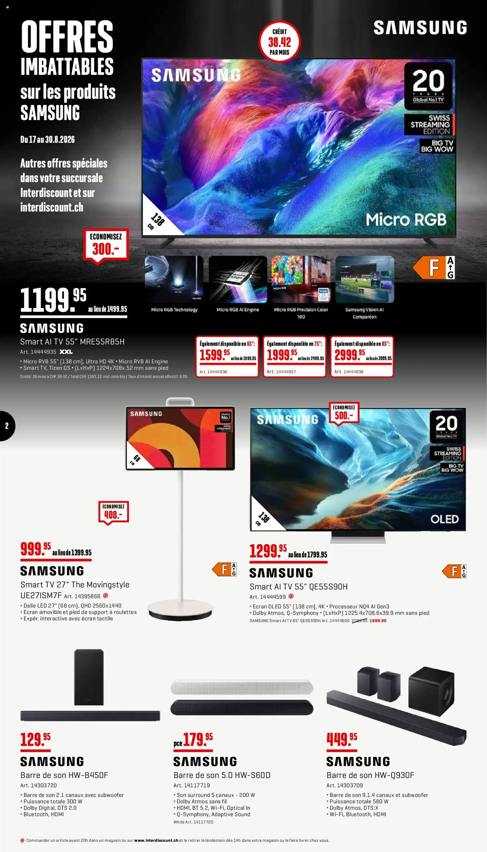 Interdiscount aktionen FR – gültig ab 17.08.2026 | Seite: 2 | Produkte: TV, Samsung