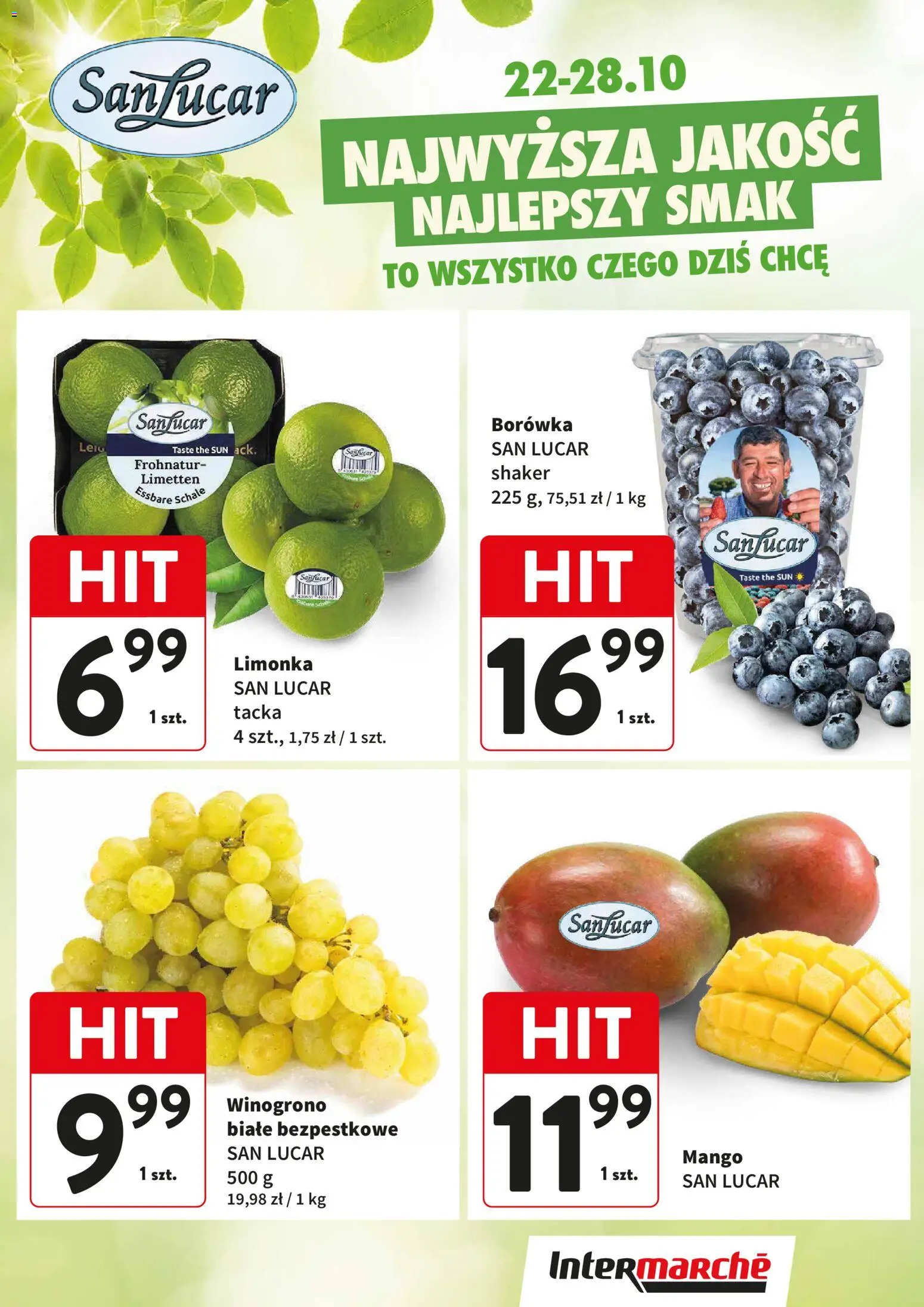 Intermarche gazetka - Świeży Hit od 22.10.2026 | Strona: 1 | Produkty: Mango, Limonka, Winogrono