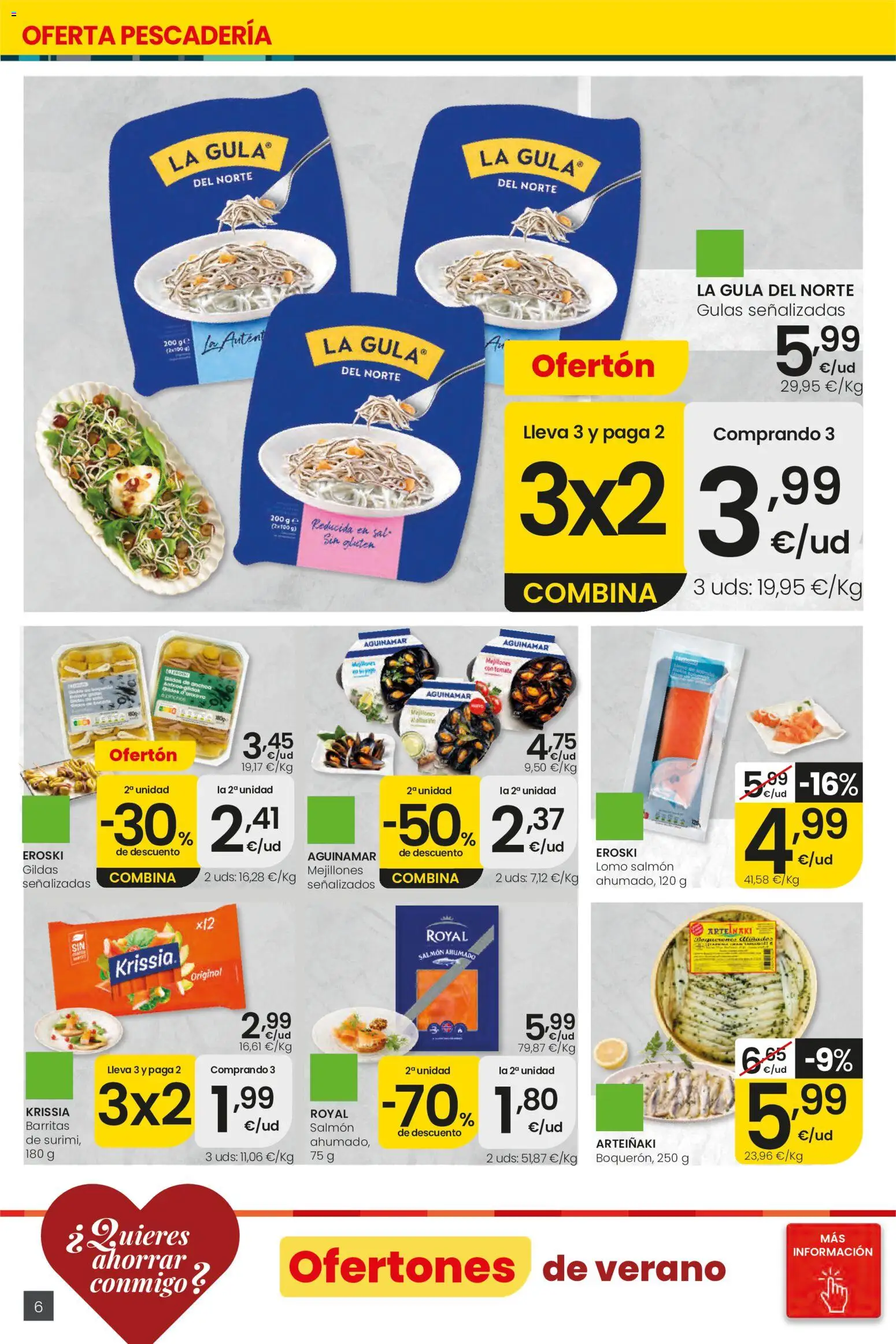 Eroski Ofertones de verano │ válido desde el 11.06.2026 | Página: 6 | Productos: Salmón ahumado, Anchoa