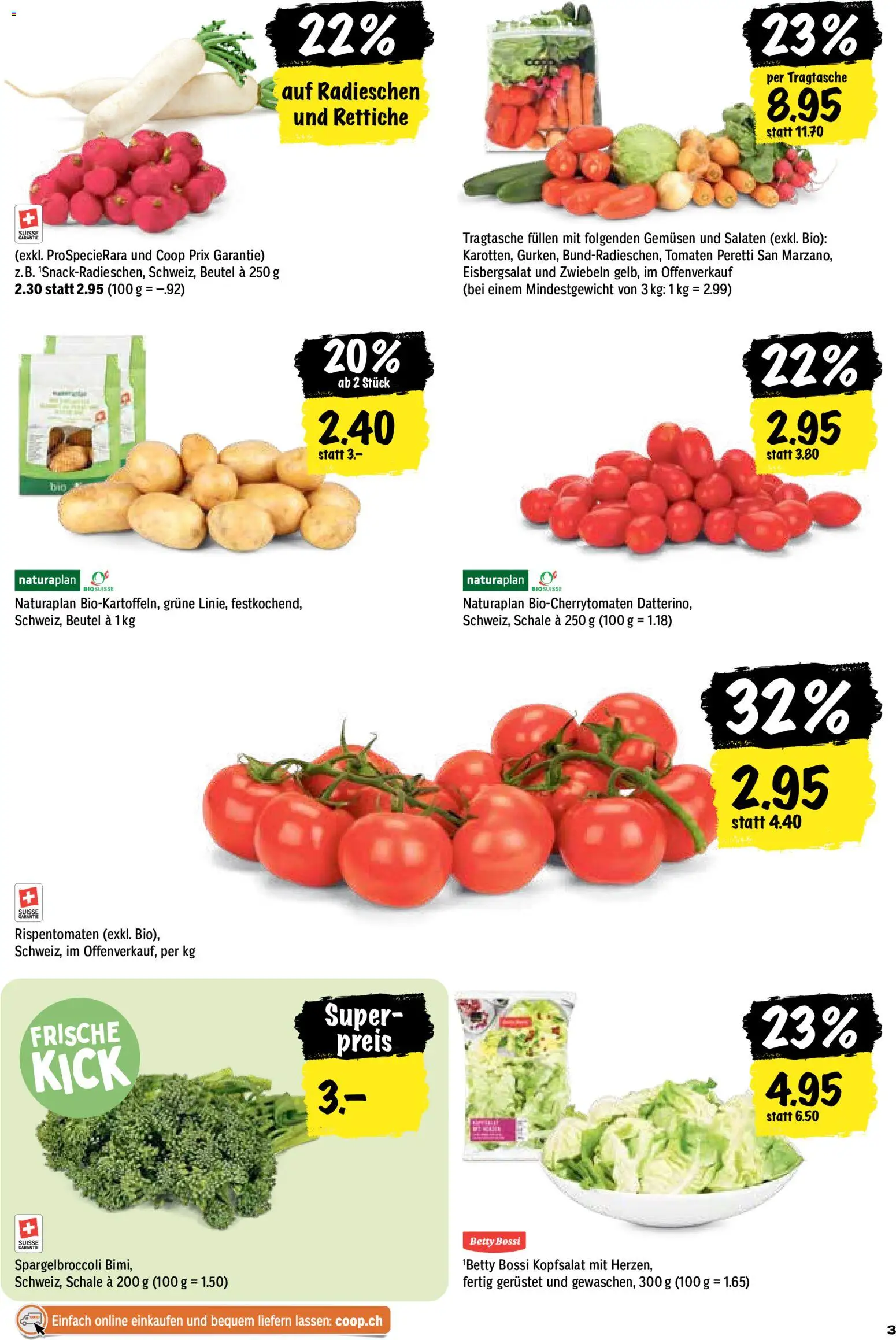 Coop aktionen – gültig ab 20.08.2026 | Seite: 3 | Produkte: Tomaten, Gemüse, Zwiebeln