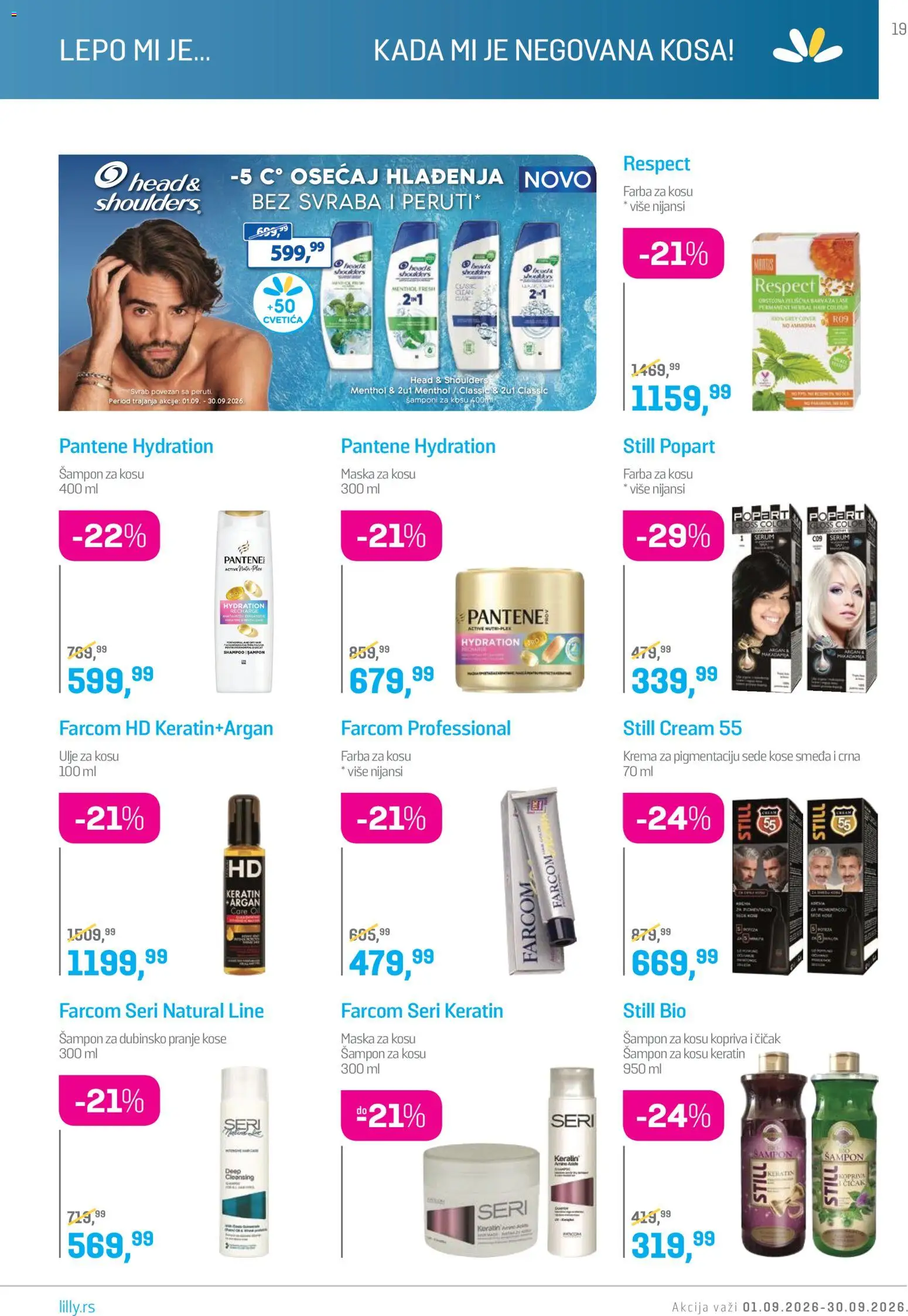Lilly drogerie katalog - važi od 01.09.2026 | Strana: 19 | Proizvode: Pantene, Šampon, Farba za kosu, Maska
