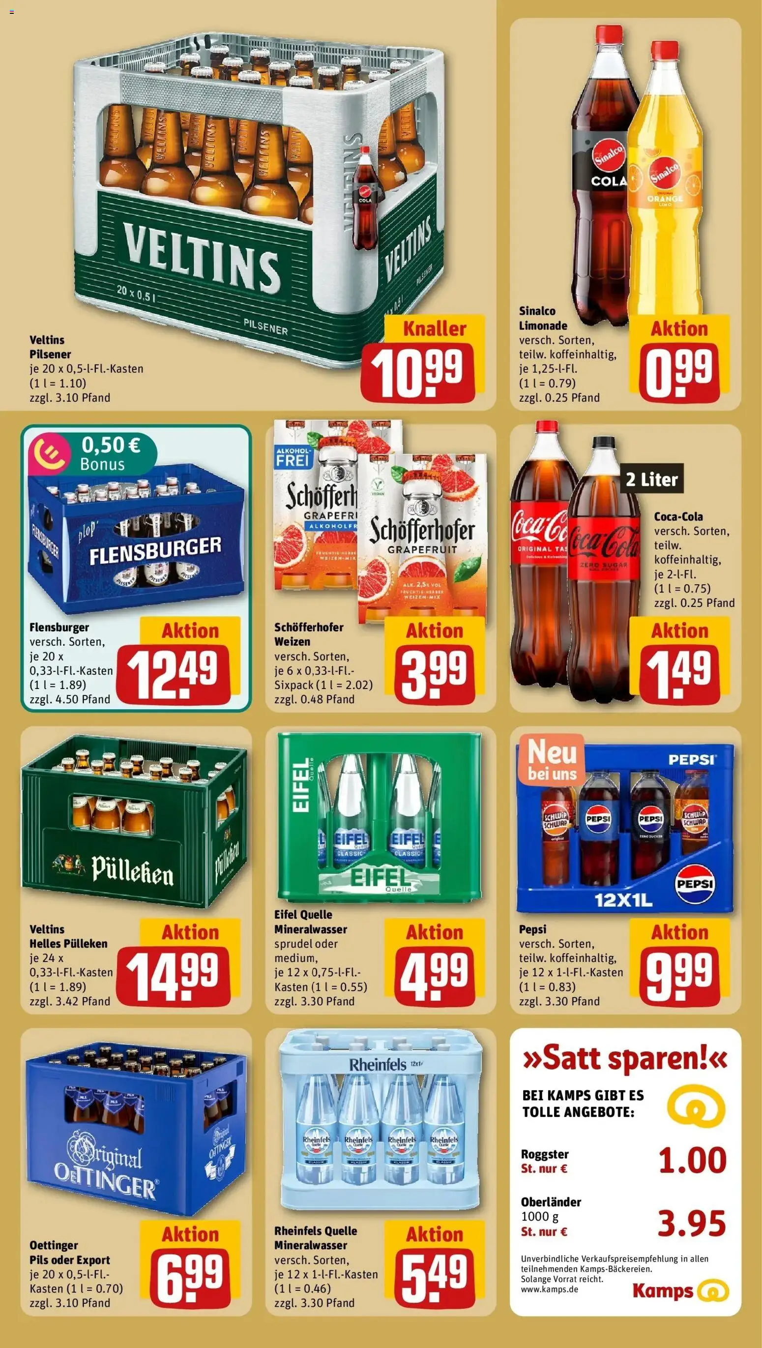 REWE Prospekt ab 10.08.2026 zum Blättern » Angebote | Seite: 18 | Produkte: Mineralwasser, Pepsi, Veltins, Rheinfels quelle