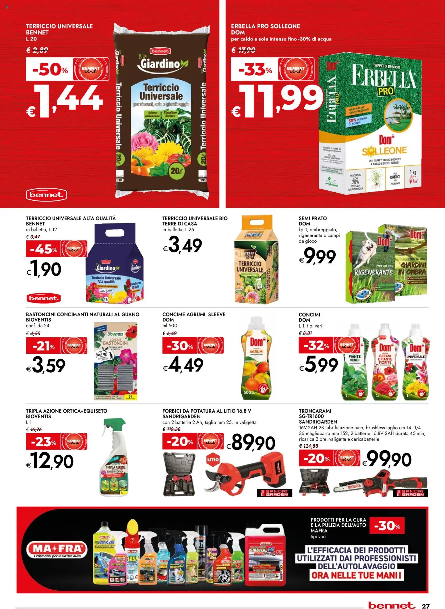 Volantino bennet del 07.04.2026 | Pagina: 27 | Prodotti: Acqua, Gerani, Terriccio, Batterie