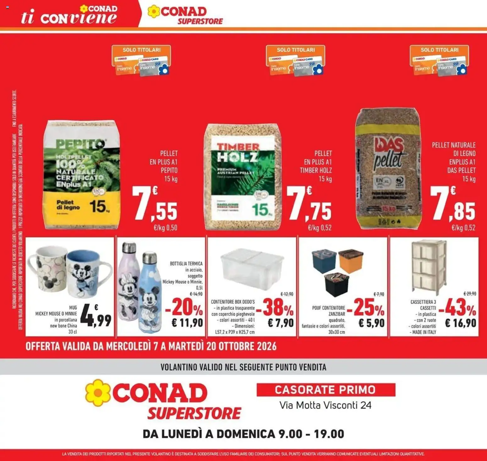 Volantino Conad del 07/10/2026 | Pagina: 42 | Prodotti: Coperchio, Mouse, Cassettiera, Bottiglia
