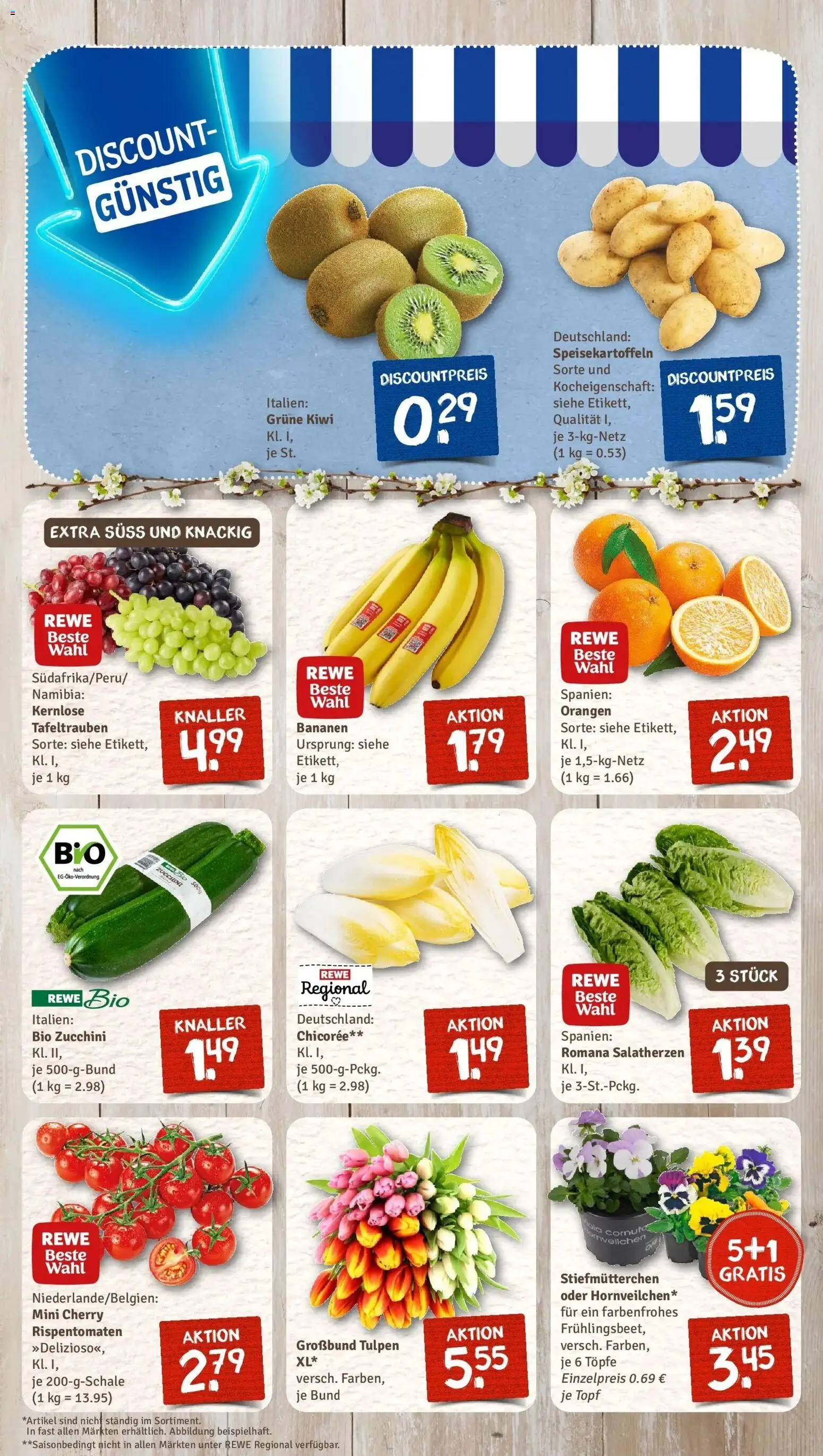 Rewe Prospekt Freyung	 – gültig ab 15.03.2026 | Seite: 3 | Produkte: Stiefmutterchen, Bananen, Orangen, Zucchini