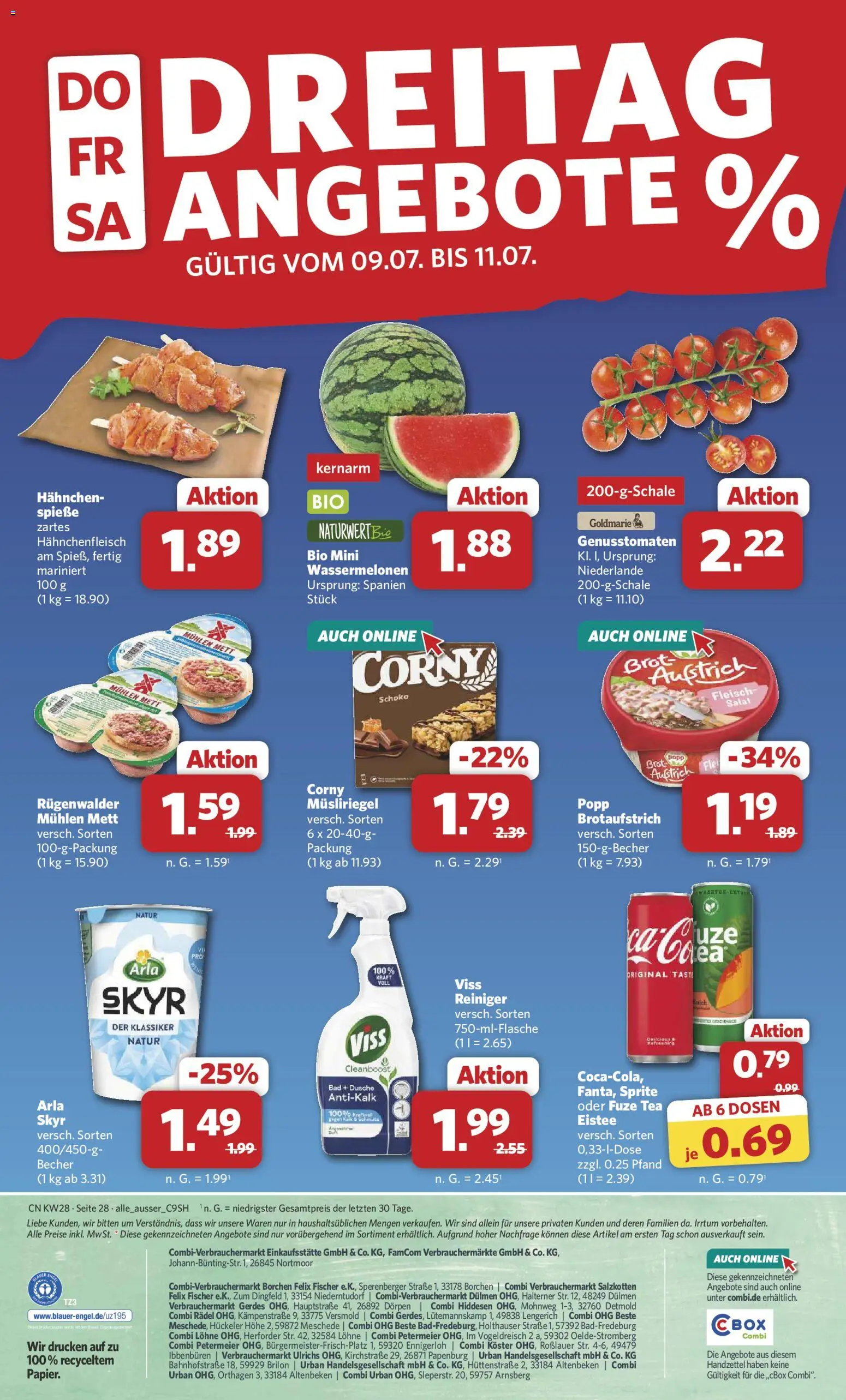 Combi Prospekt – gültig ab 06.07.2026 | Seite: 28 | Produkte: Fuze tea, Sprite, Bad, Skyr
