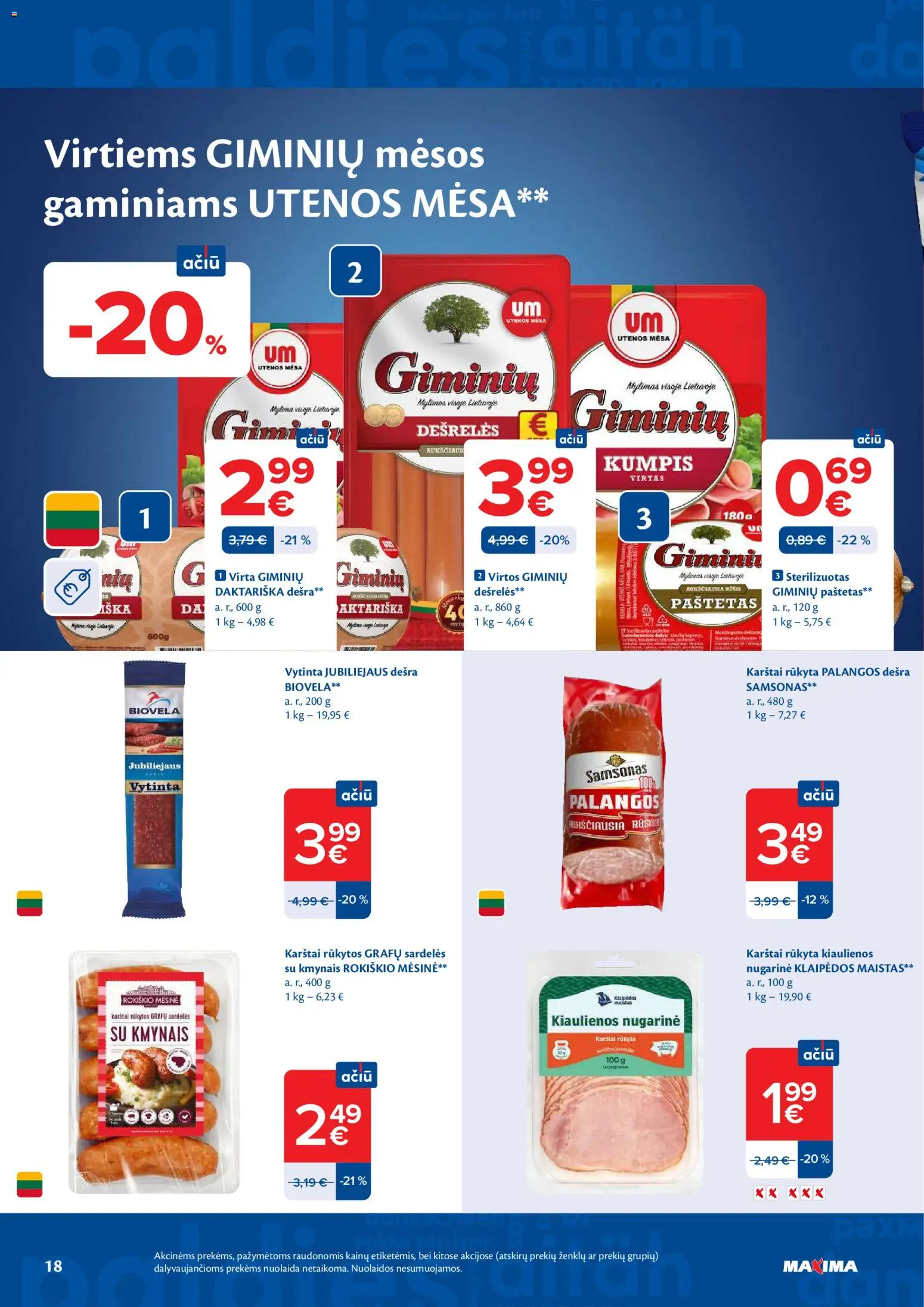 MAXIMA akcijos nuo 2026.07.07 | Puslapis: 18 | Prekių: Sardelės, Kiaulienos, Kumpis, Dešra