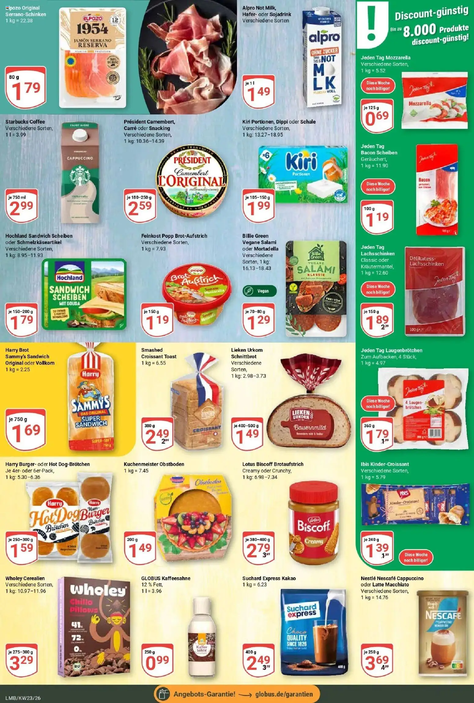 Globus Prospekt Limburg – gültig ab 01.06.2026 | Seite: 15 | Produkte: Starbucks, Alpro, Brot, Salami