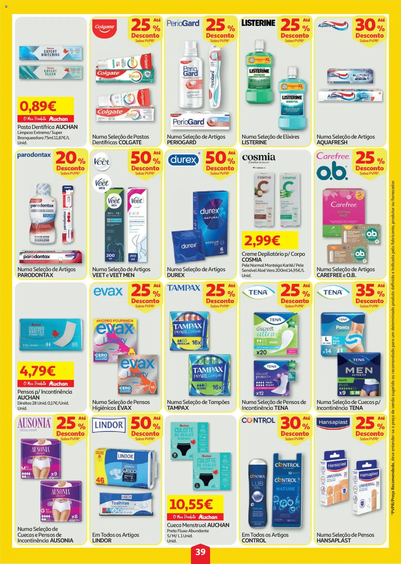 Auchan folheto │ válido de 30/07/2026 | Página: 39 | Produtos: Creme depilatório, Manteiga, Creme, Cuecas