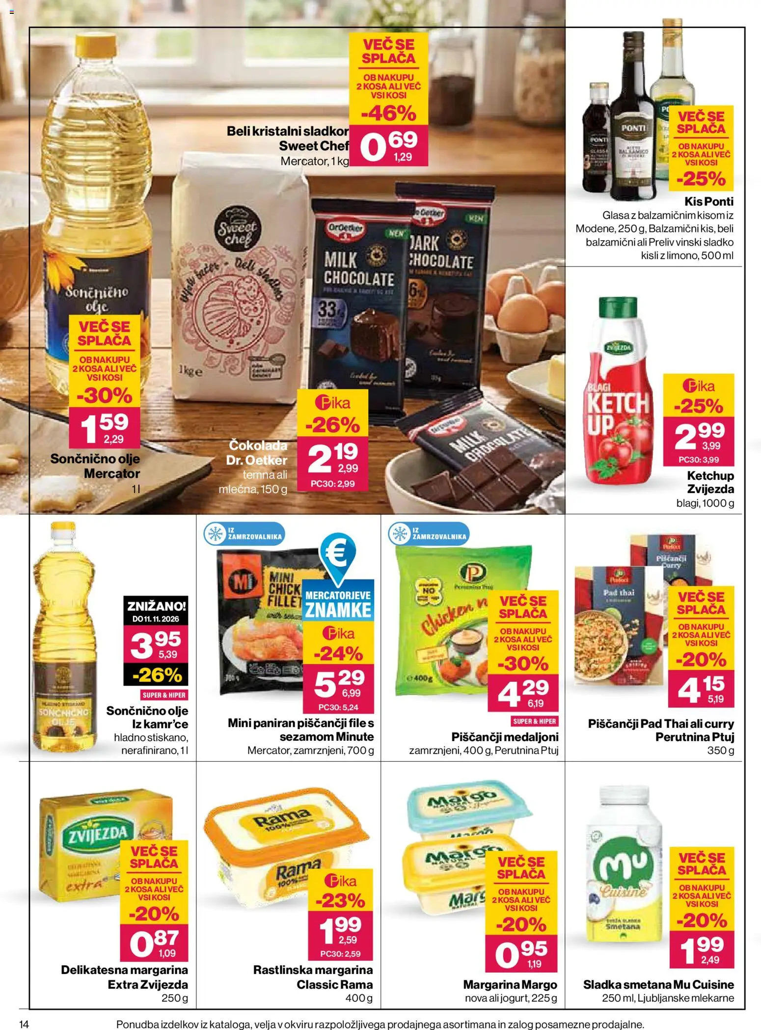 Novi Mercator katalog ponudbe – veljaven od 08.10.2026 | Stran: 14 | Izdelki: Margarina, Olje, Smetana, Sladkor