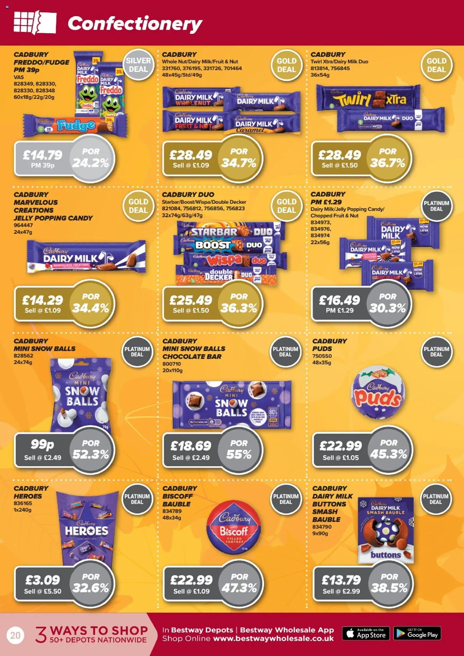 {H1} | Page: 20 | Products: Fruit, Milk, Chocolate bar, Confectionery