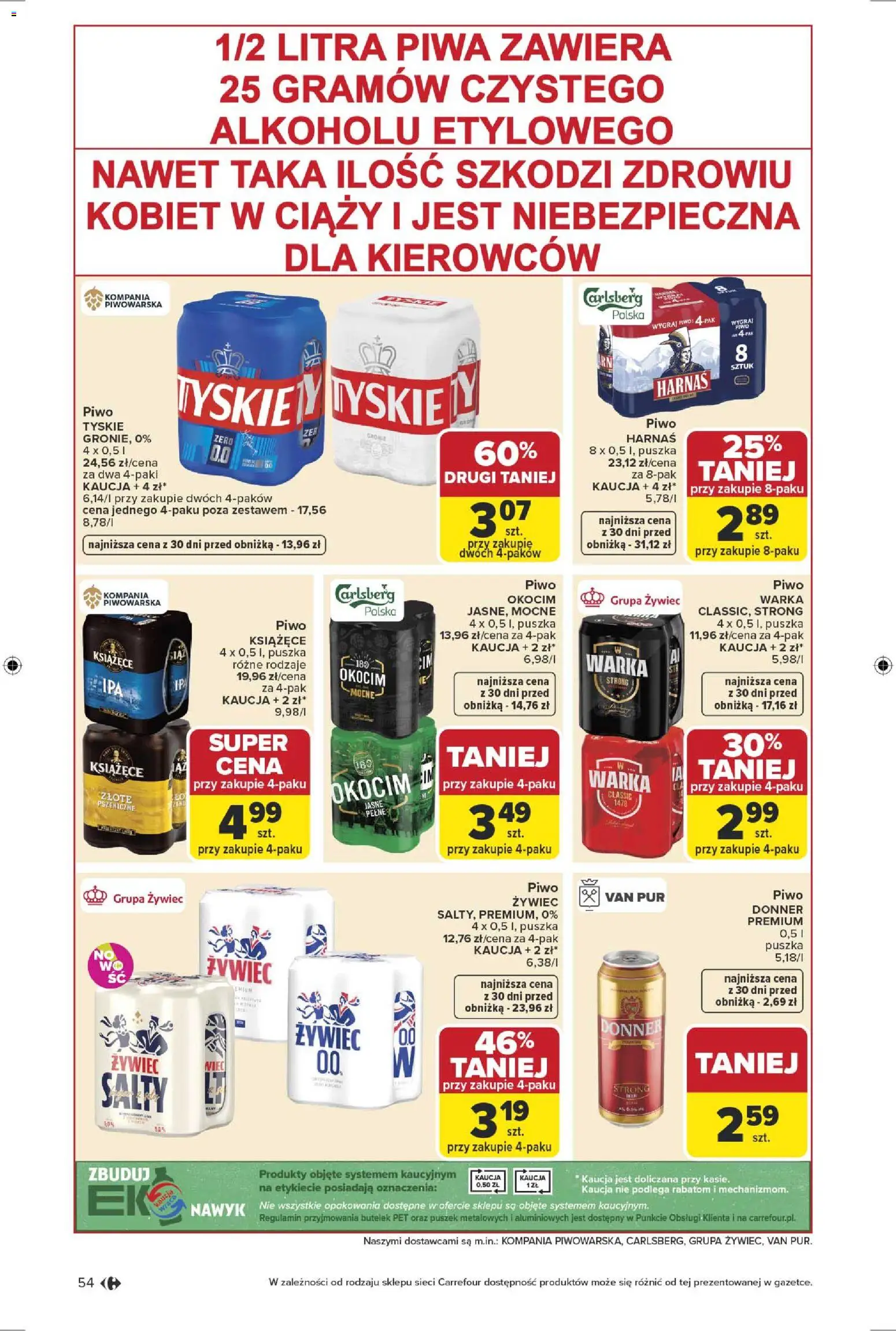 Carrefour gazetka od 13.04.2026 | Strona: 56 | Produkty: Warka, Tyskie, Harnaś, Piwo