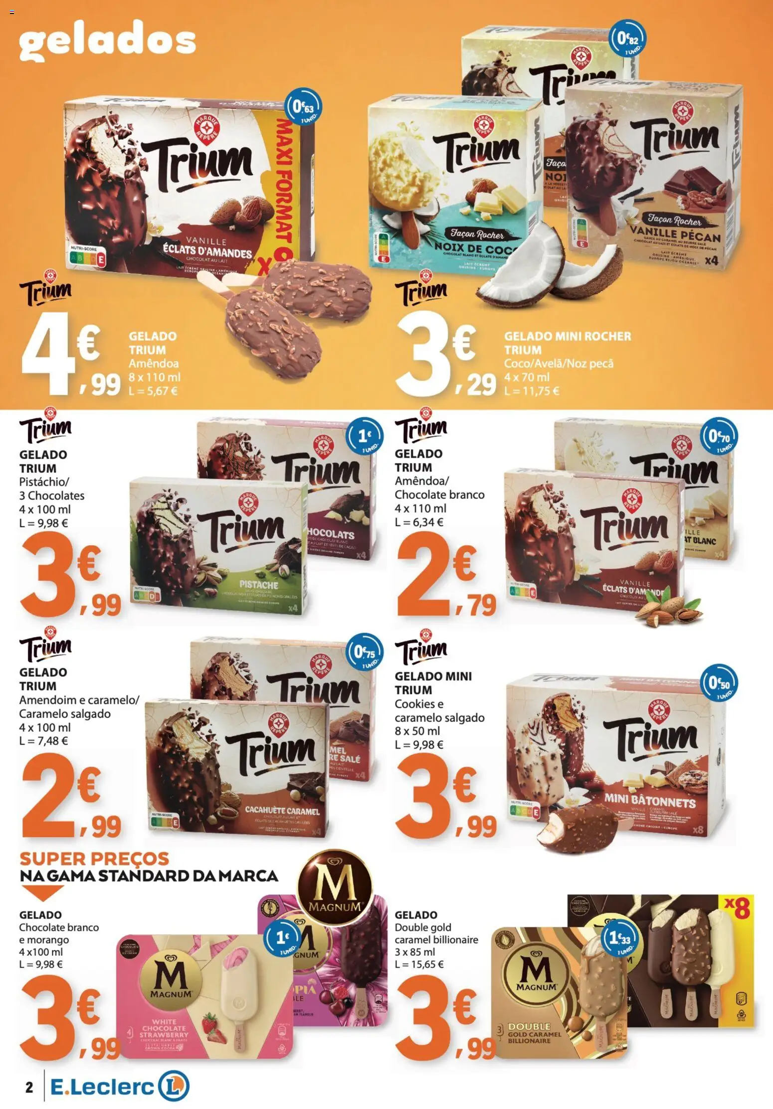 E.Leclerc folheto Bebidas, Gelados e Iogurtes │ válido de 16.06.2026 | Página: 2 | Produtos: Chocolates, Gelado, Chocolate