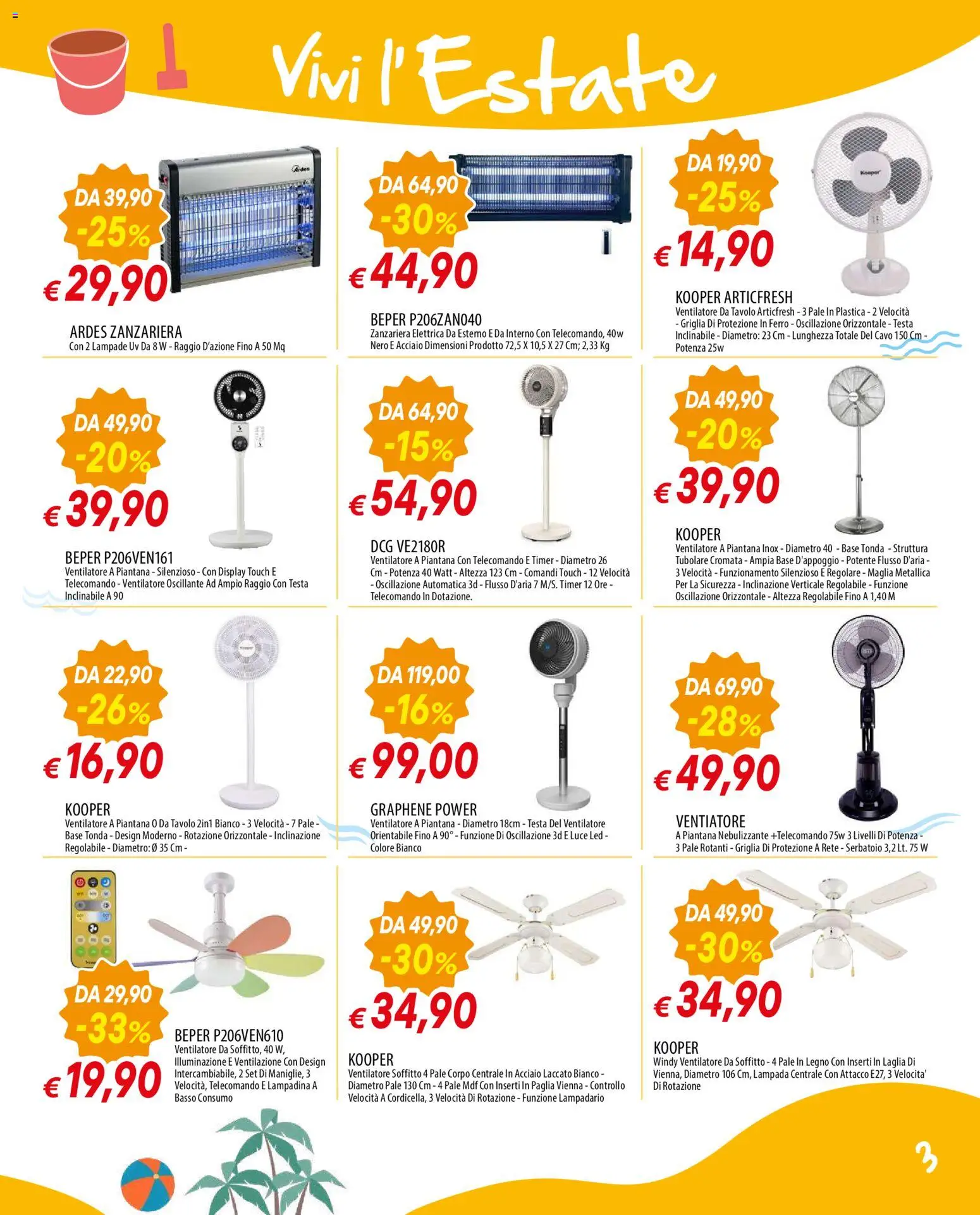 Volantino Galassia del 28.05.2026 | Pagina: 3 | Prodotti: Ventilatore, Telecomando, Zanzariera, Cavo