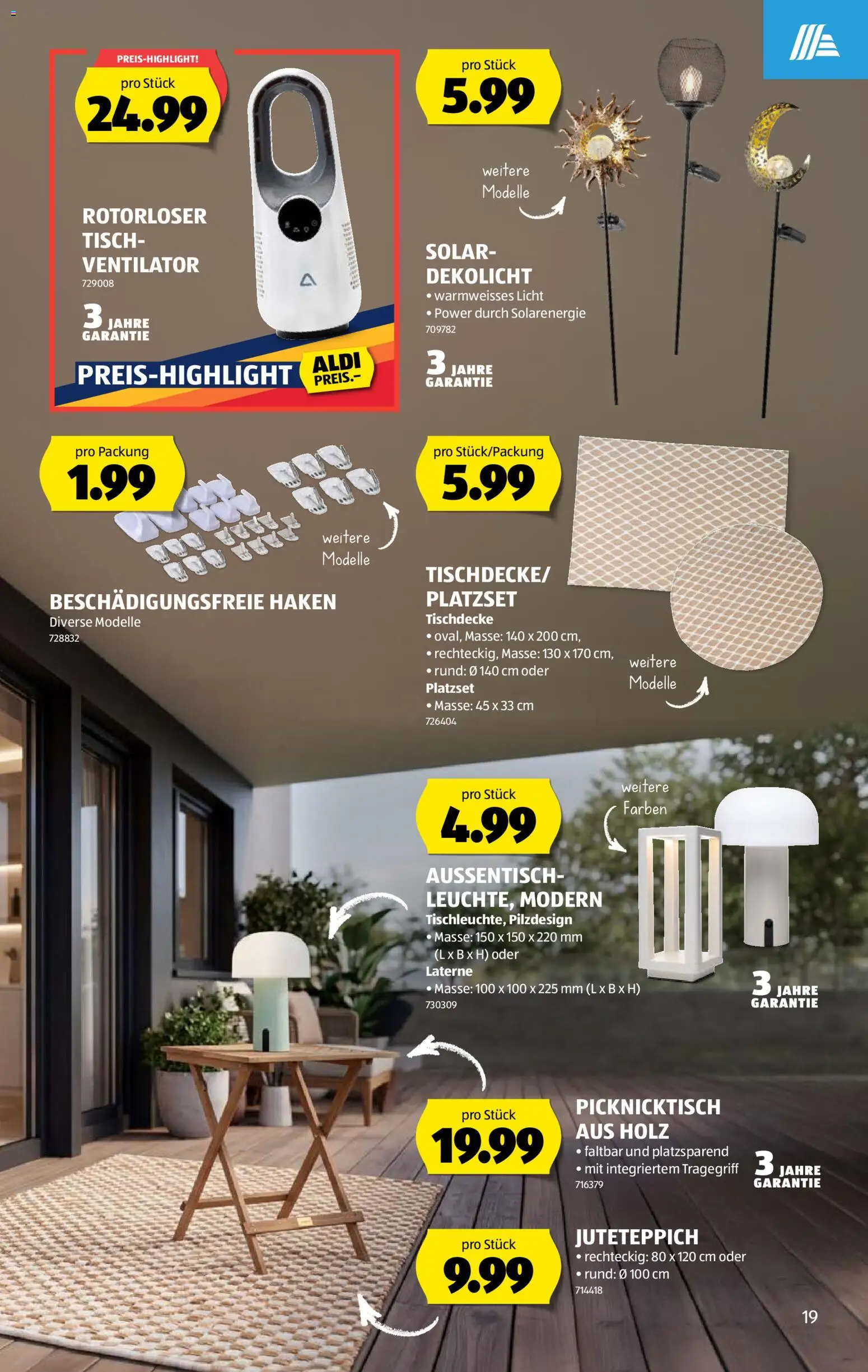 Aldi aktionen – gültig ab 06.08.2026 | Seite: 19 | Produkte: Tisch, Ventilator