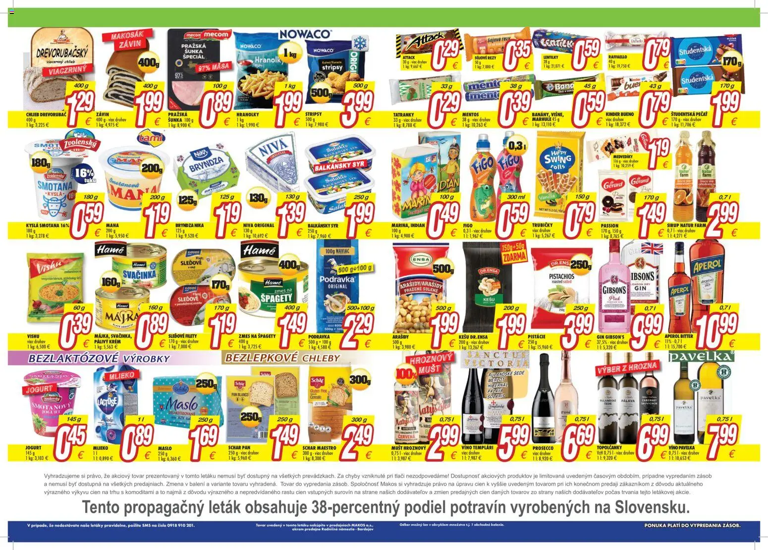 Nové Makos akcie – leták je platný od 13.07.2026 | Strana: 2 | Produkty: Syr, Šunka, Smotana, Arašidy