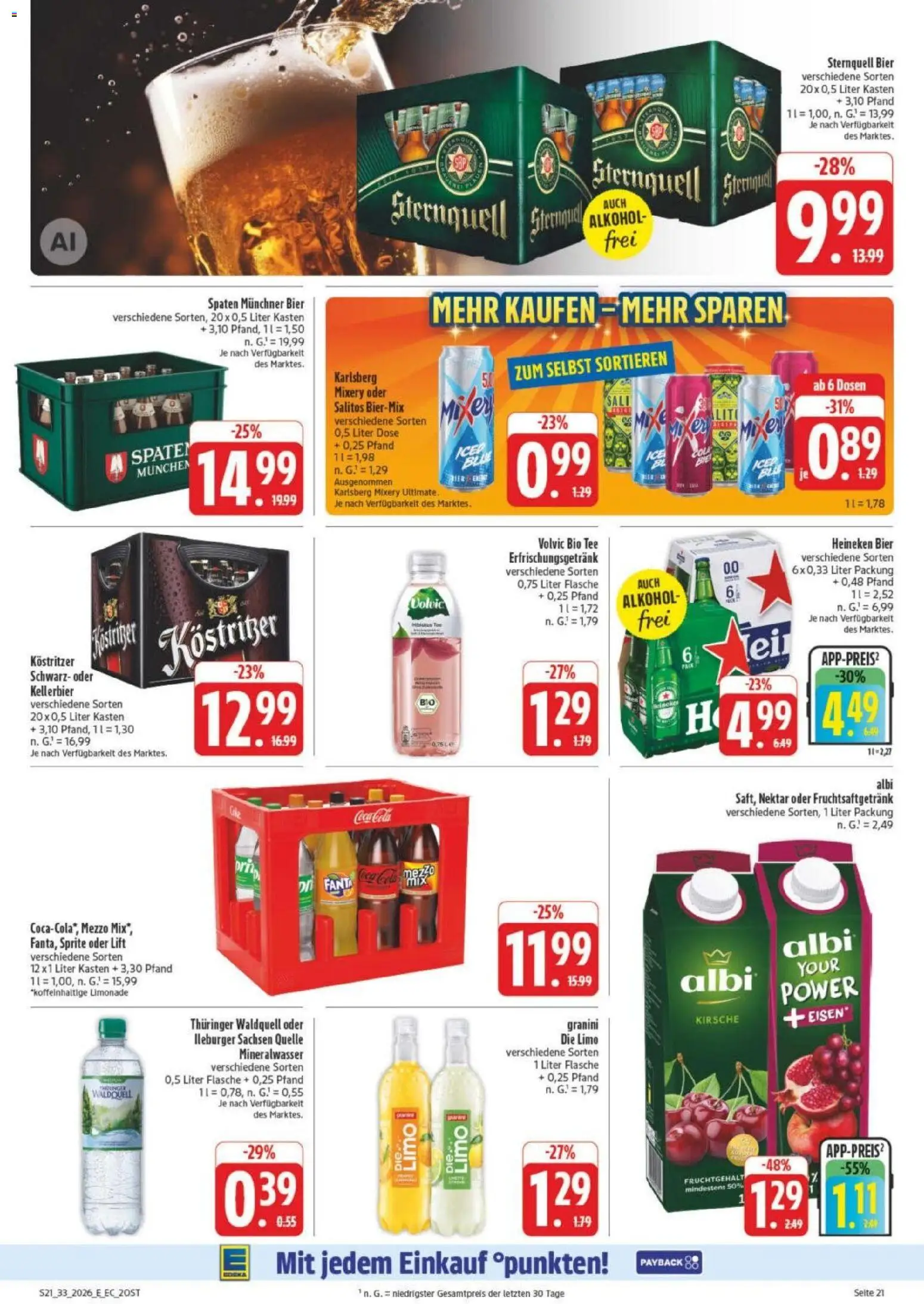 Edeka Prospekt Leipzig – gültig ab 10.08.2026 | Seite: 29 | Produkte: Sprite, Mineralwasser, Tee, Volvic
