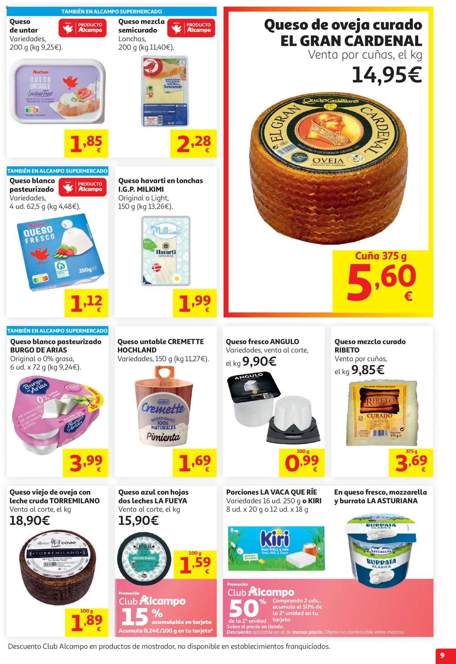 Alcampo HG Unico Litoral │ válido desde el 15/07/2026 | Página: 9 | Productos: Queso de oveja, Queso, Queso fresco, Cuna