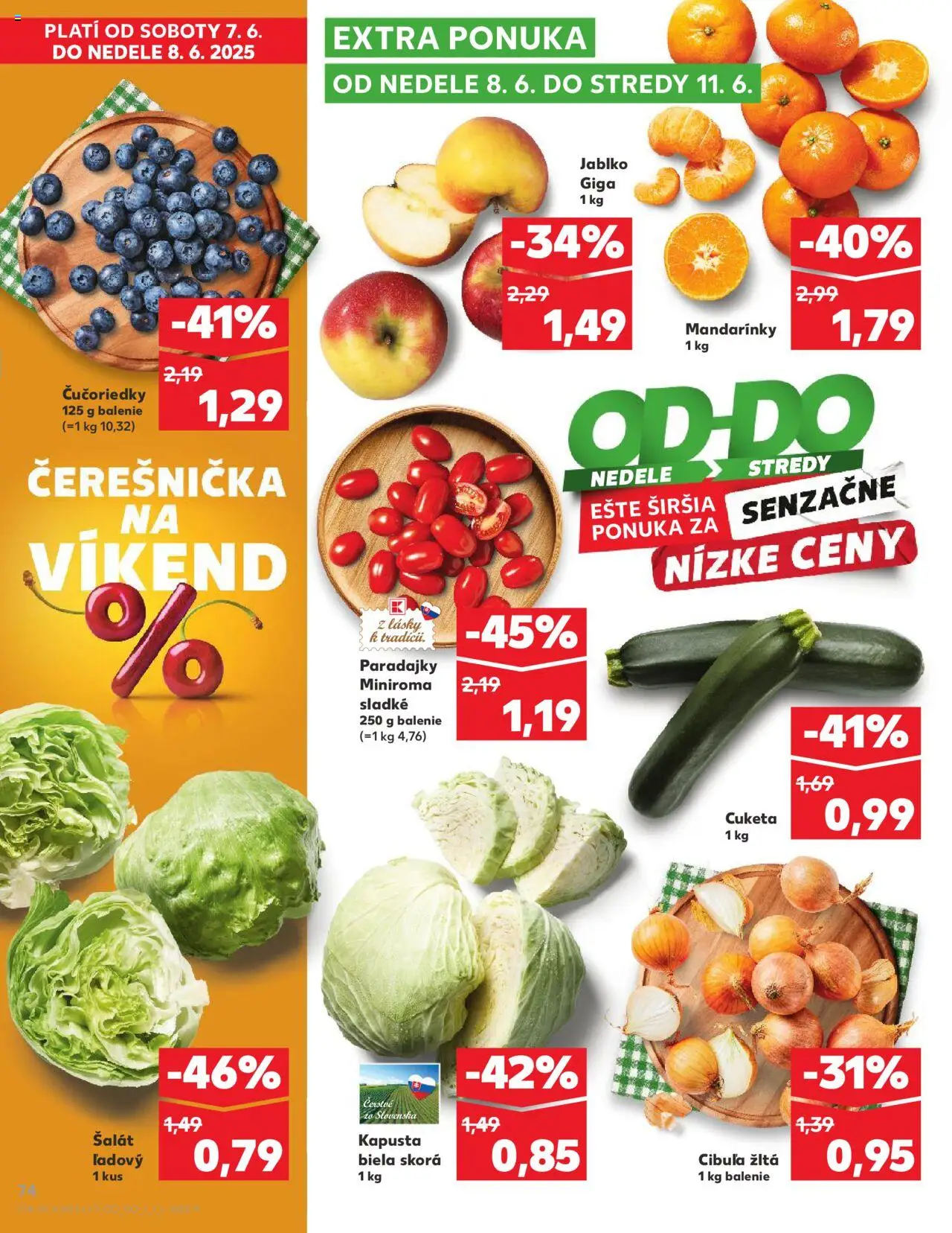 Nové Kaufland akcie – leták je platný od 05.06.2025 | Strana: 74 | Produkty: Apple, Čučoriedky, Cibuľa, Cuketa
