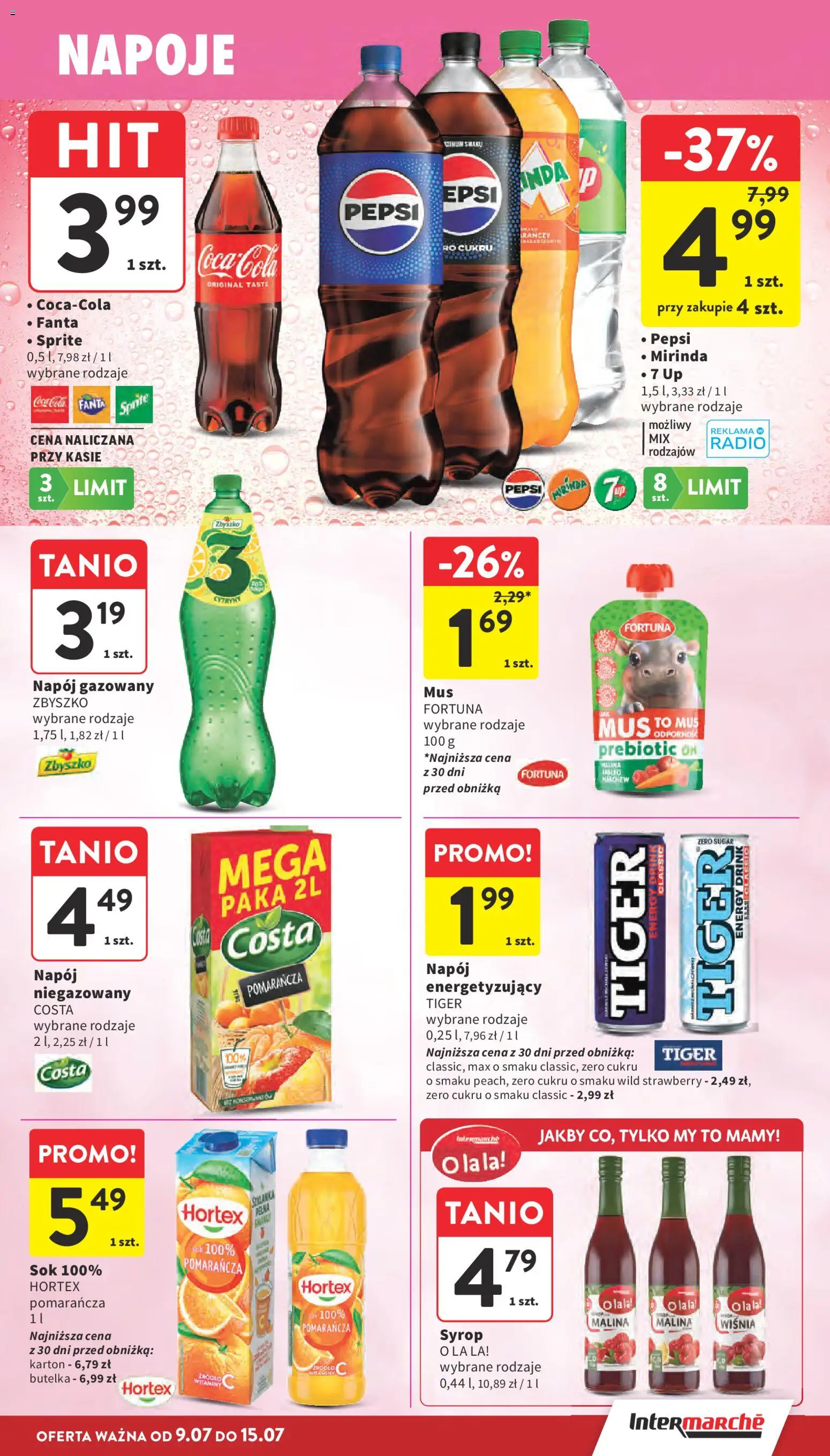 Intermarche gazetka od 09.07.2026 | Strona: 31 | Produkty: Syrop, Malina, Napoje, Sprite