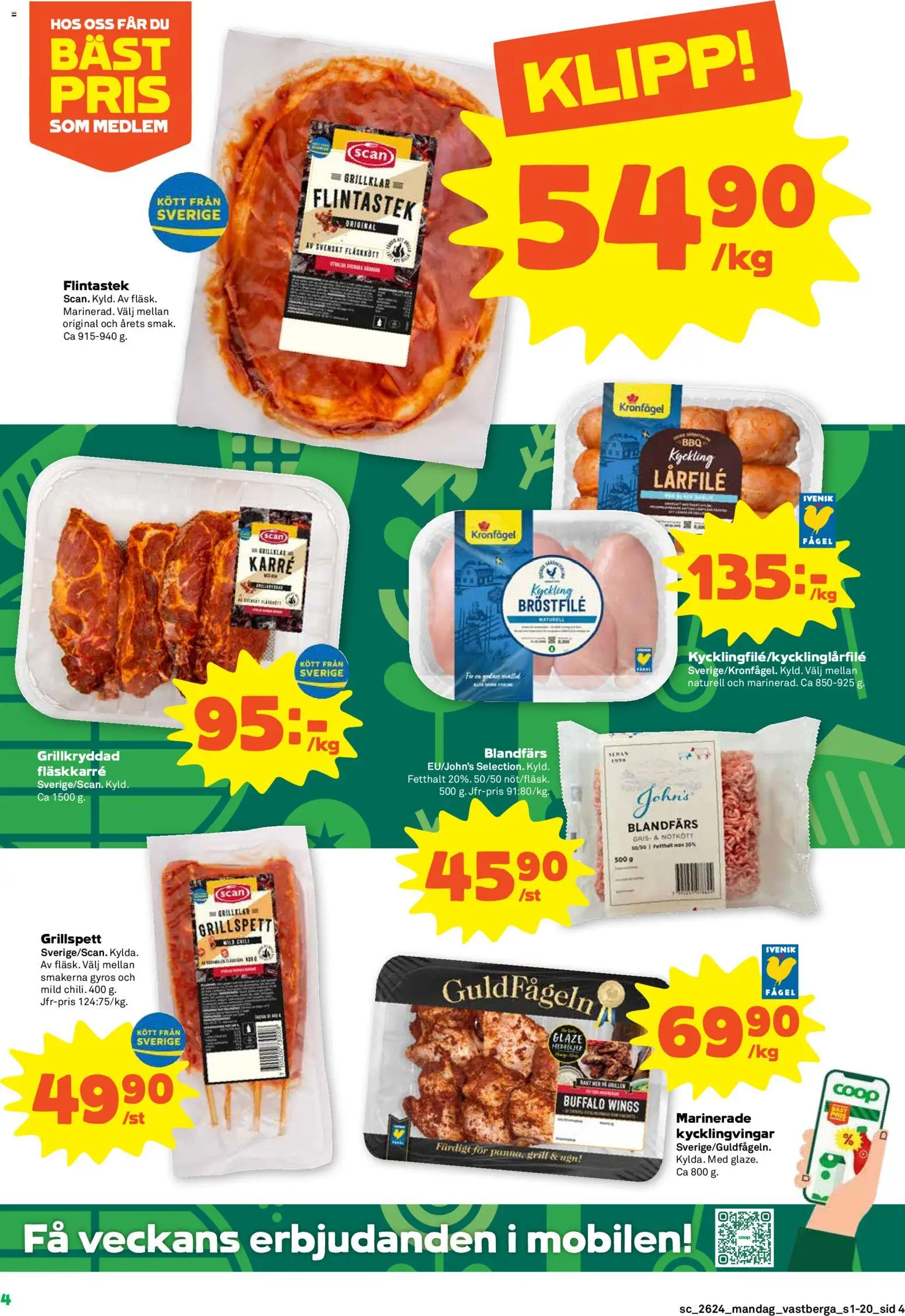 Coop Forum reklamblad aktuell från 08.06.2026 | Sida: 4 | Produkter: Grill, Grillspett, Blandfärs, Nötkött