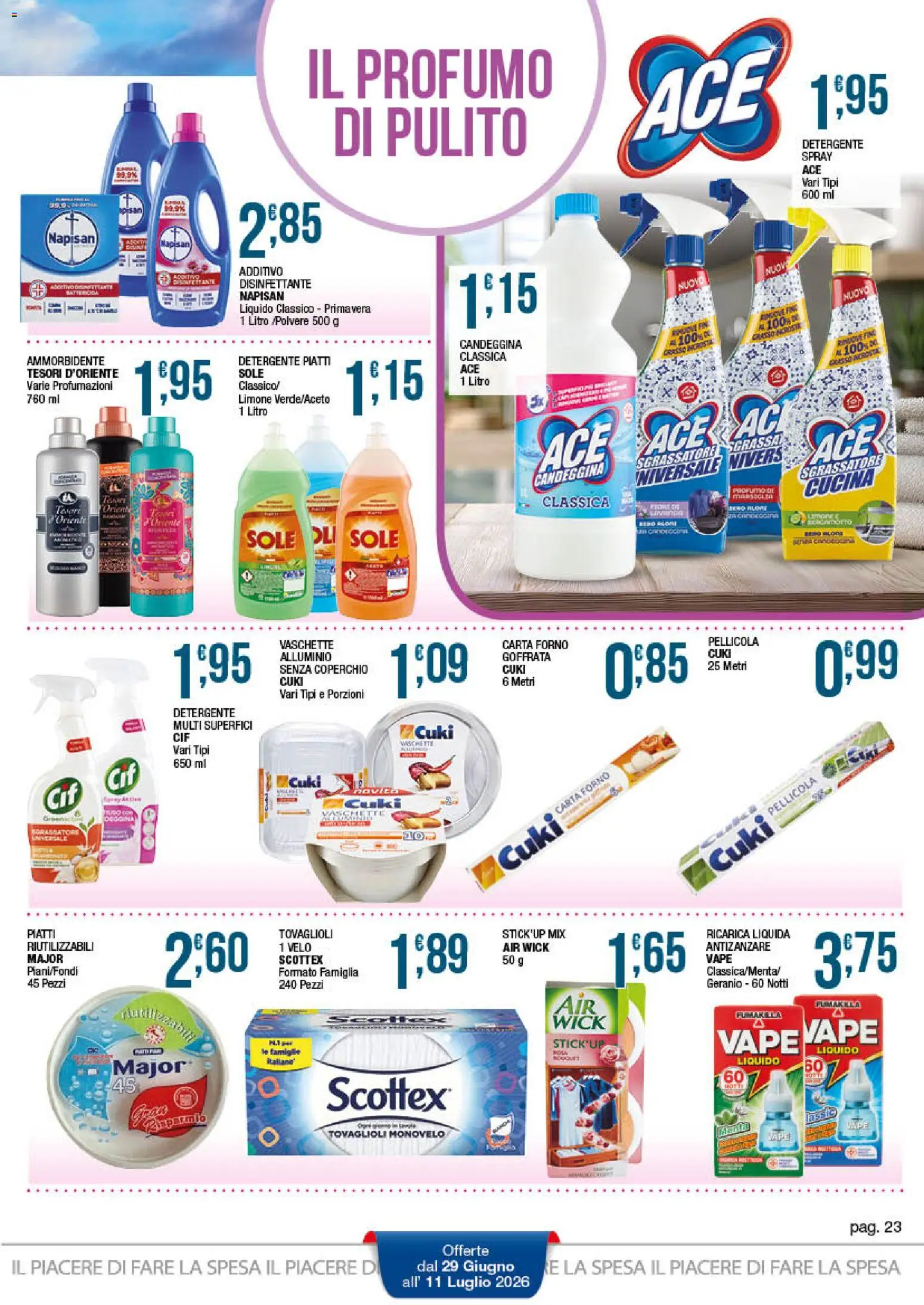 Volantino Sidis del 29/06/2026 | Pagina: 23 | Prodotti: Candeggina, Sgrassatore, Limone, Forno