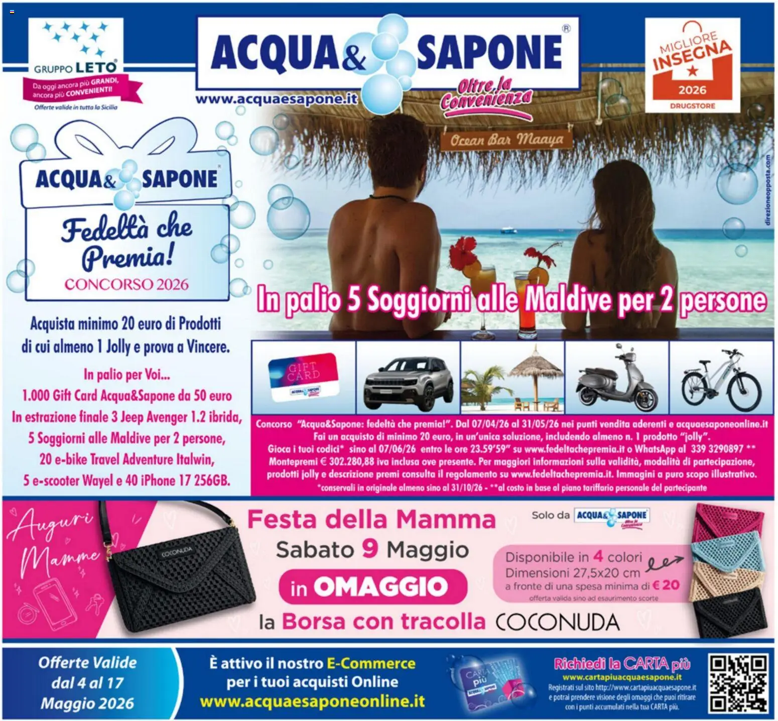 Volantino Acqua e Sapone del 04.05.2026 | Pagina: 1 | Prodotti: Sapone, Iphone, Borsa