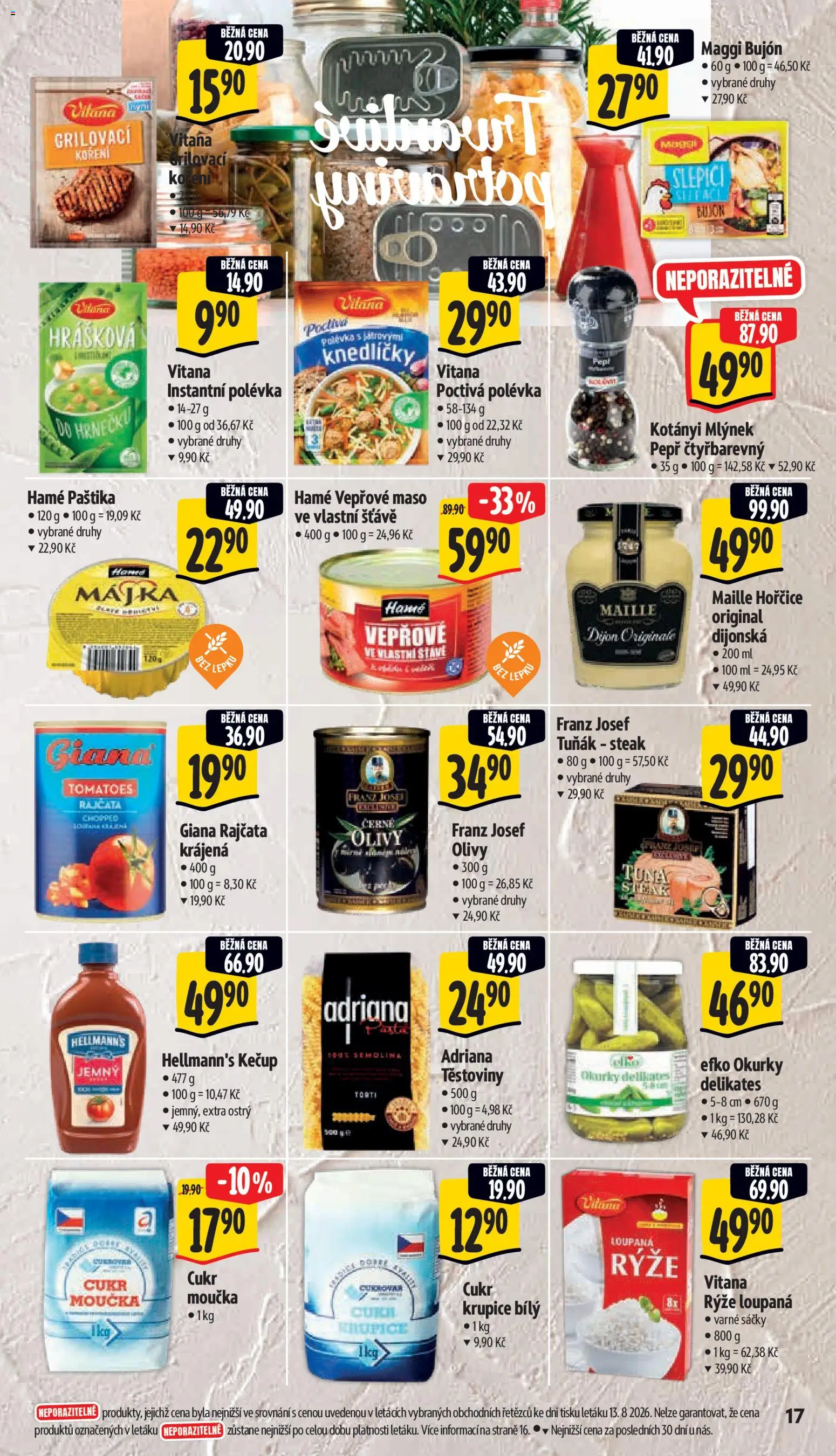 Albert leták - Supermarket od 19.08.2026 | Strana: 29 | Produkty: Rajčata, Vepřové maso ve vlastní šťávě, Semolina, Těstoviny Adriana
