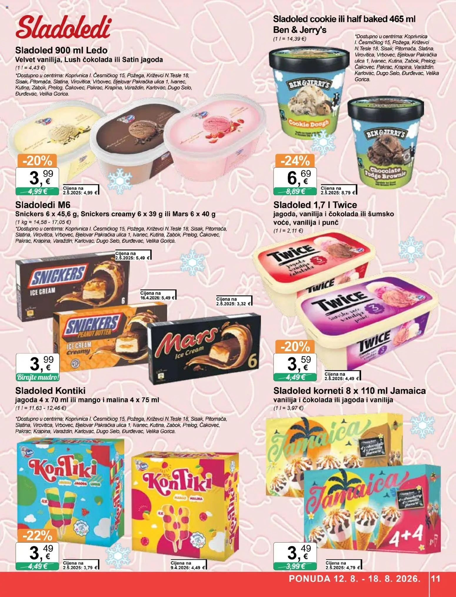 KTC katalog | vrijedi od 12.08.2026 | Stranica: 11 | Proizvodi: Snickers, Ledo, Sladoled, Mango