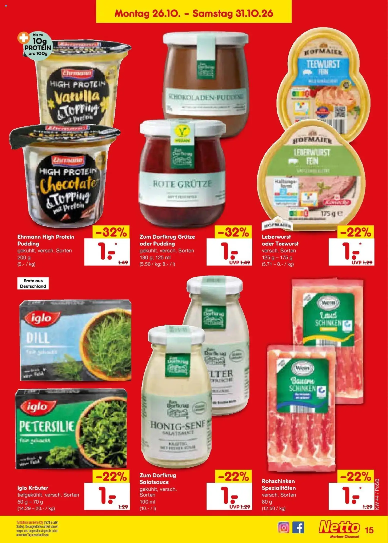 Netto Marken-Discount Prospekt Amberg – gültig ab 26.10.2026 | Seite: 23 | Produkte: Spezialitäten, Petersilie, Dill, Schinken
