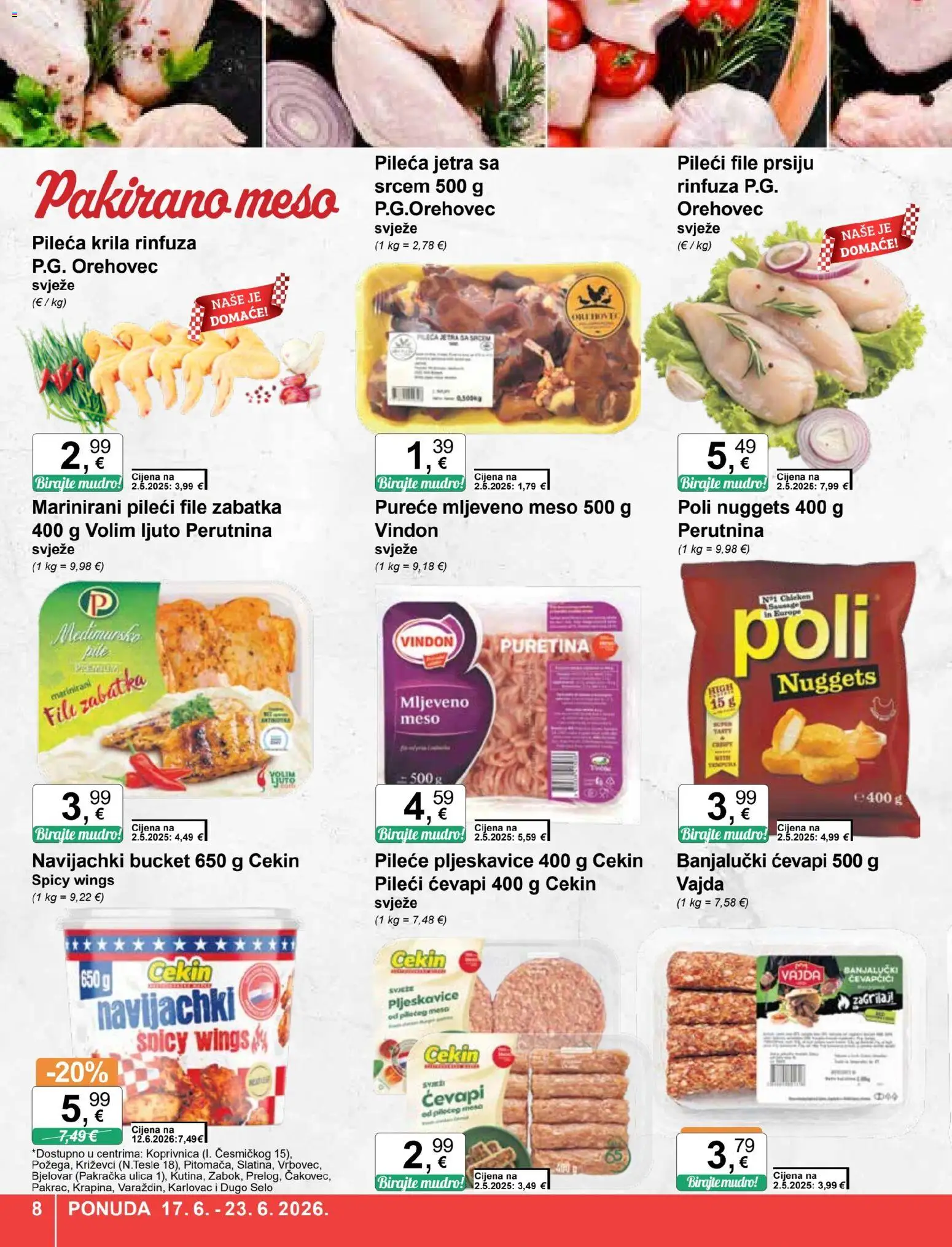 KTC katalog | vrijedi od 17.06.2026 | Stranica: 8 | Proizvodi: Pileći file, Mljeveno meso, Pljeskavice, Ćevapčići