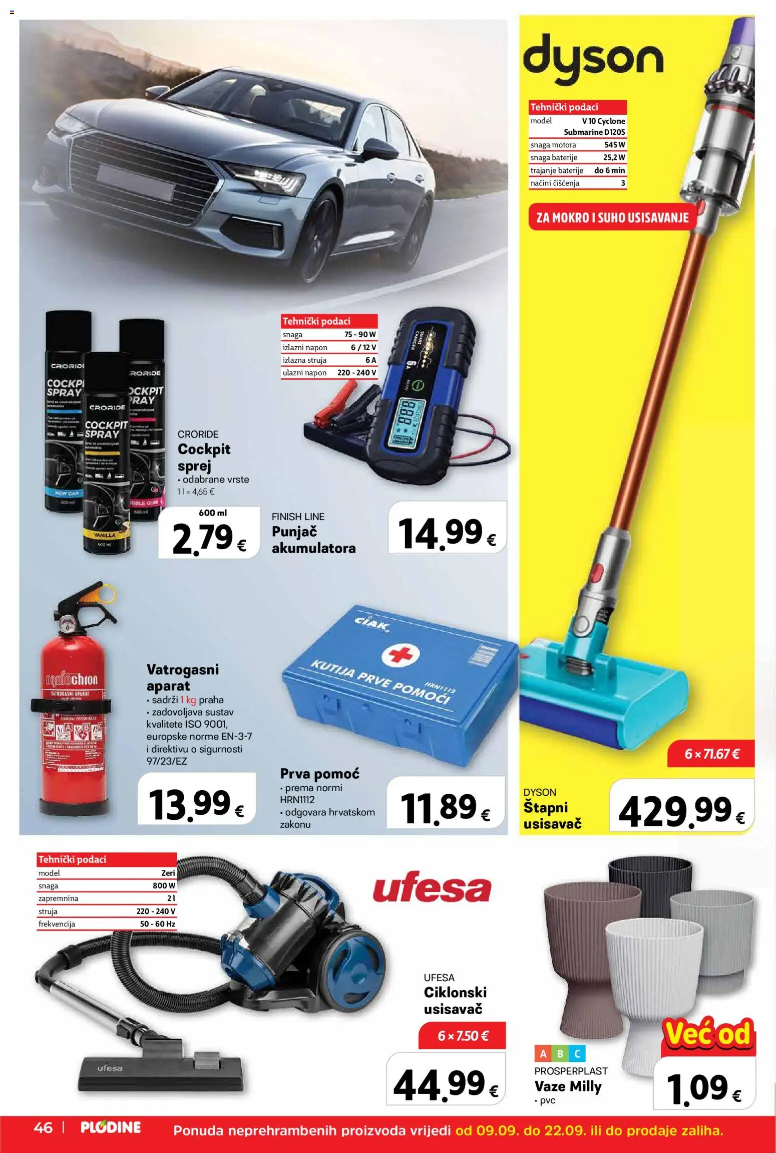 Plodine katalog | vrijedi od 10.09.2026 | Stranica: 46 | Proizvodi: Kutija, Baterije, Finish, Štapni usisavač