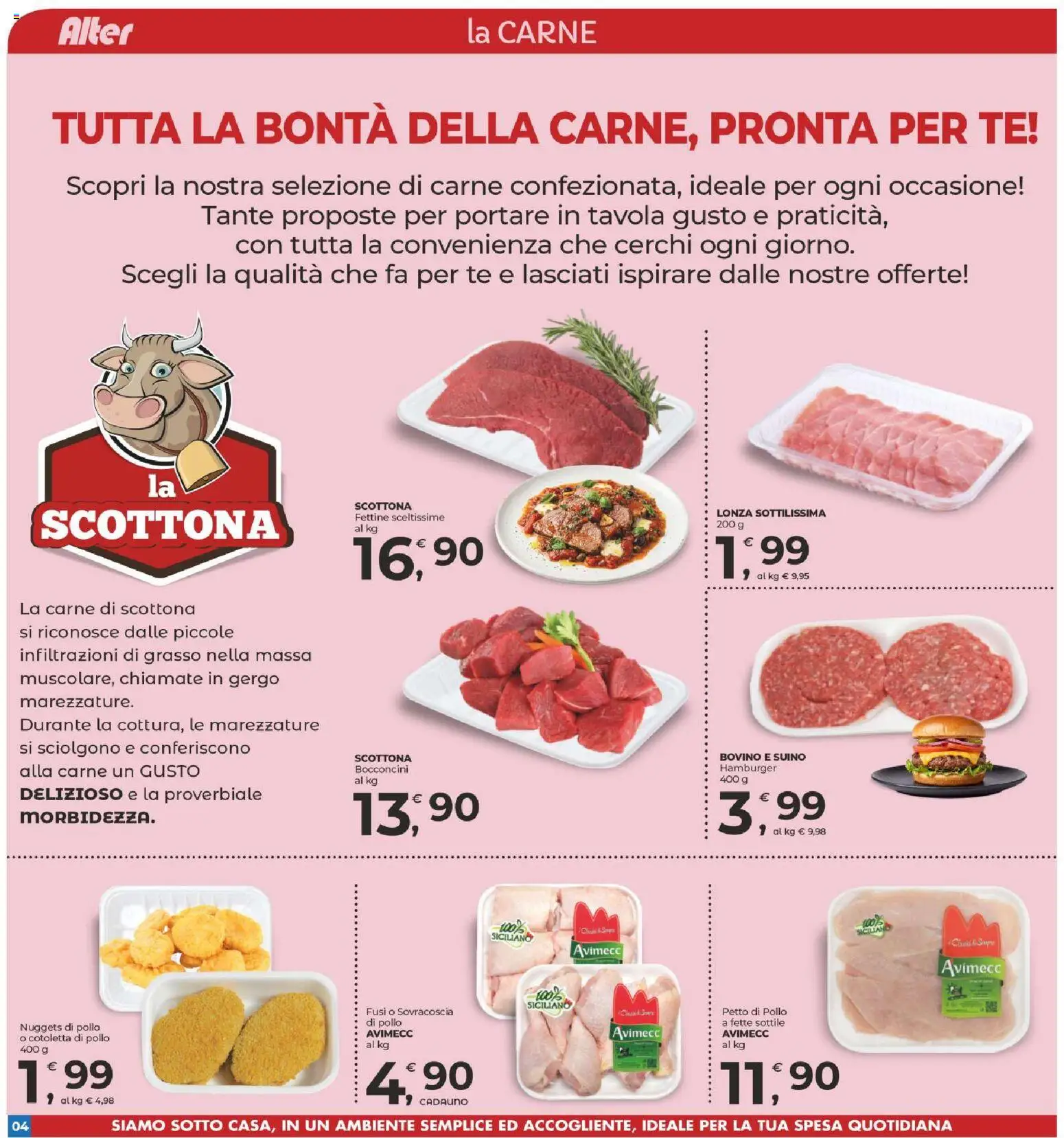 Volantino Alter Discount del 29/10/2026 | Pagina: 4 | Prodotti: Petto di Pollo, Nuggets, Carne, Hamburger