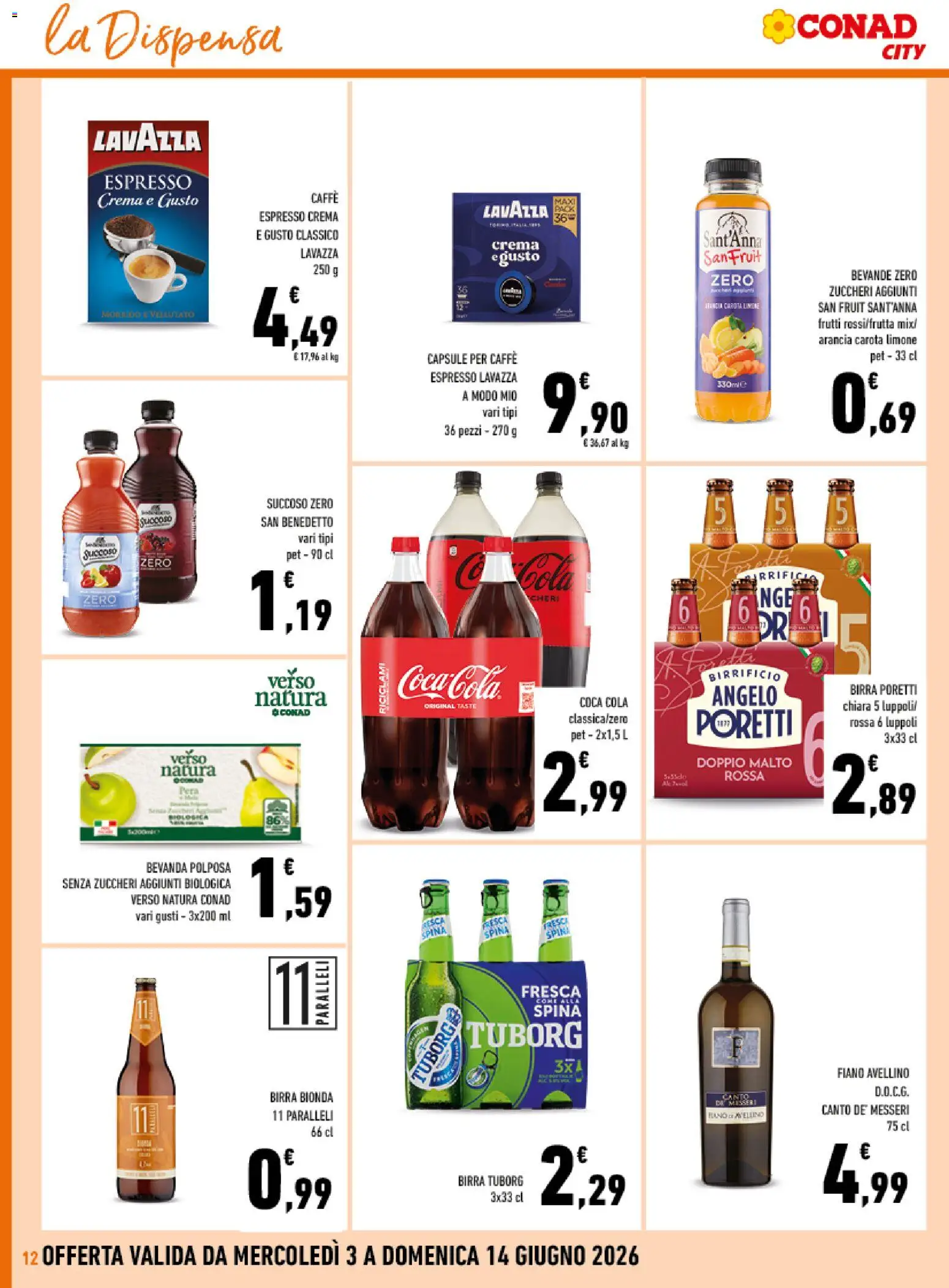Volantino Conad del 04.06.2026 | Pagina: 12 | Prodotti: Caffè, Carota, Lavazza, Coca Cola