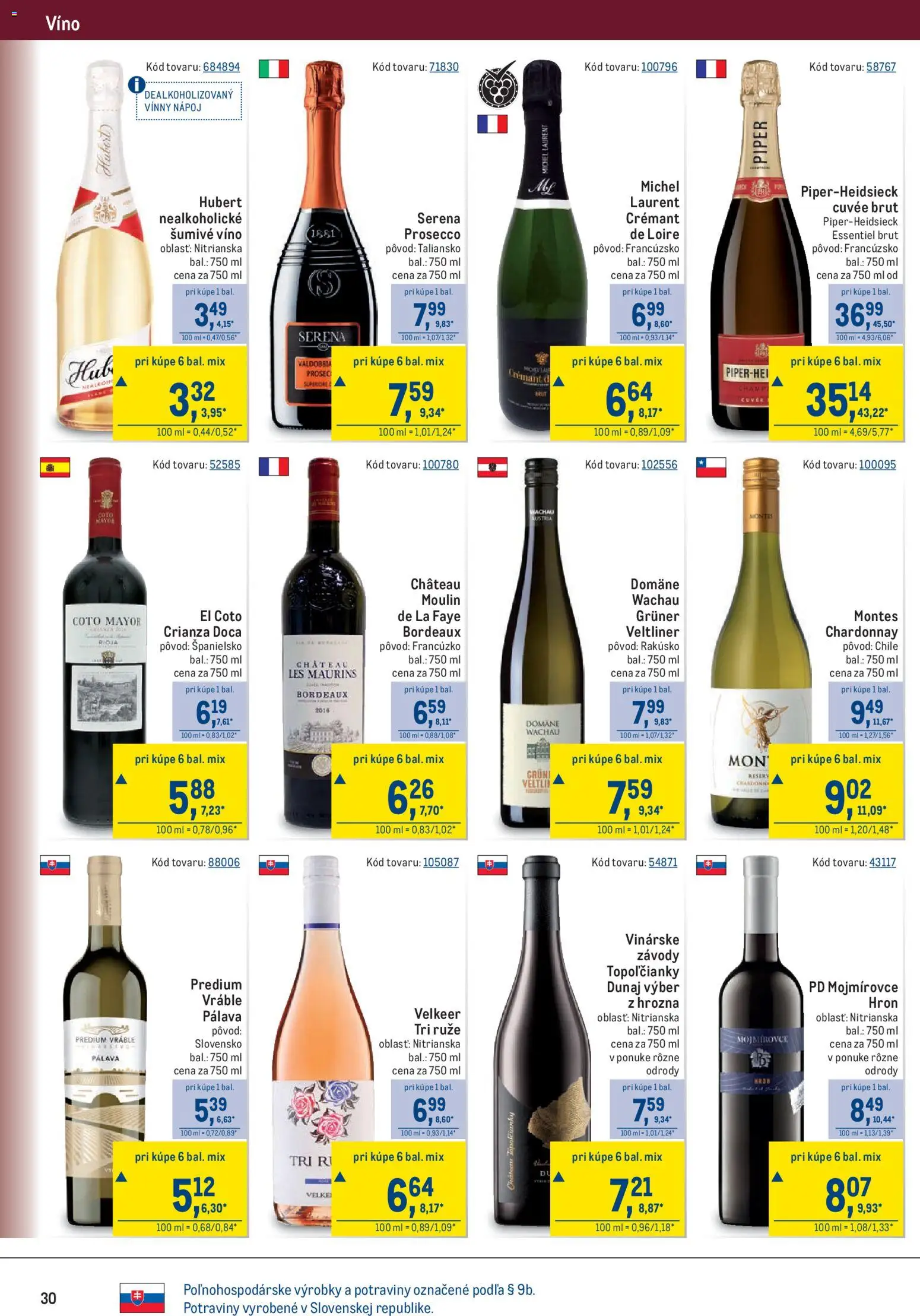 Nové Metro akcie – leták je platný od 17.06.2026 | Strana: 30 | Produkty: Víno, Prosecco, Ruže, Šumivé víno
