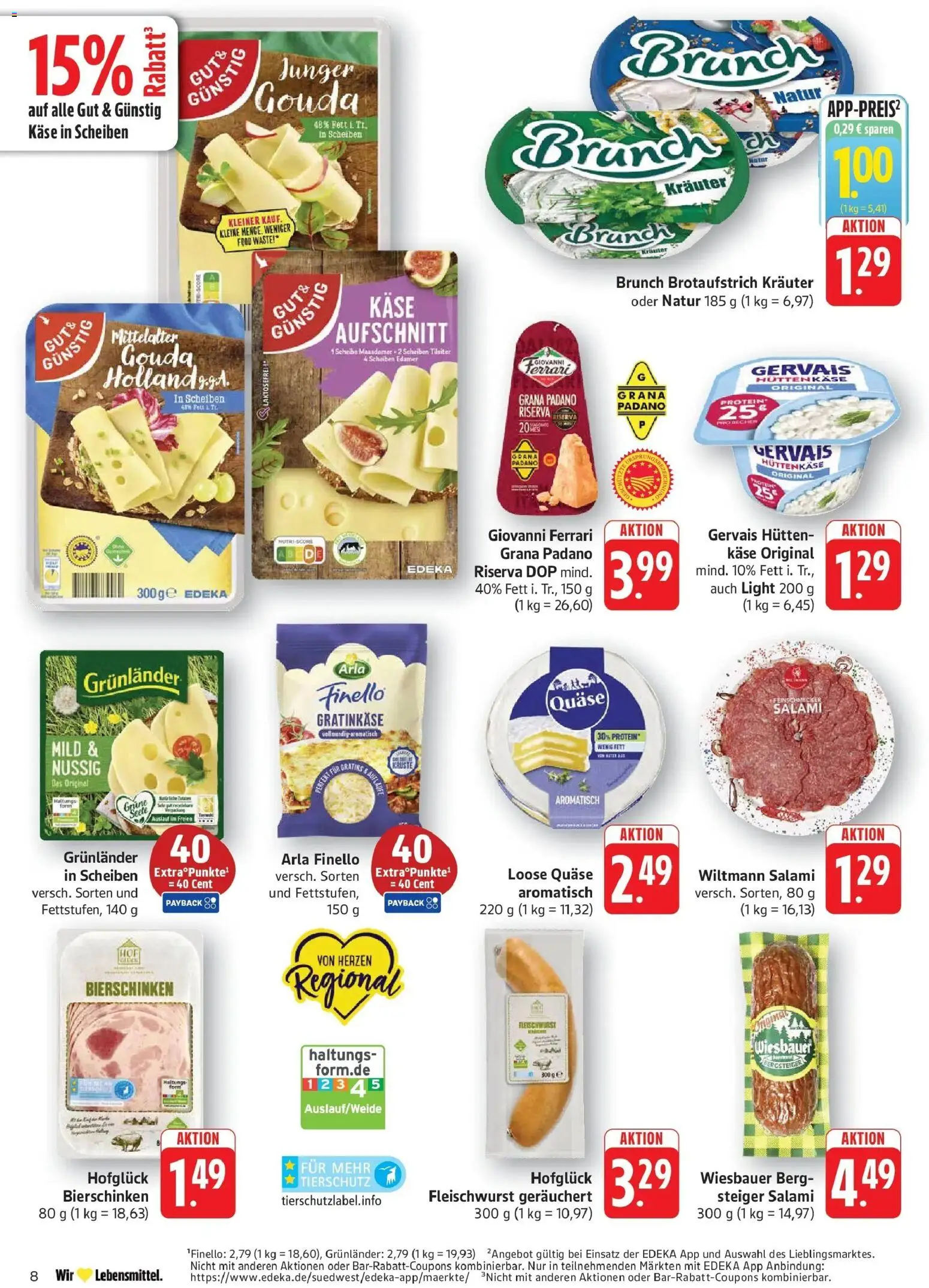 Edeka Prospekt Geislingen (ab 24.08.2026) » Angebote Online | Seite: 8 | Produkte: Käse, Gouda, Grunlander, Hüttenkäse