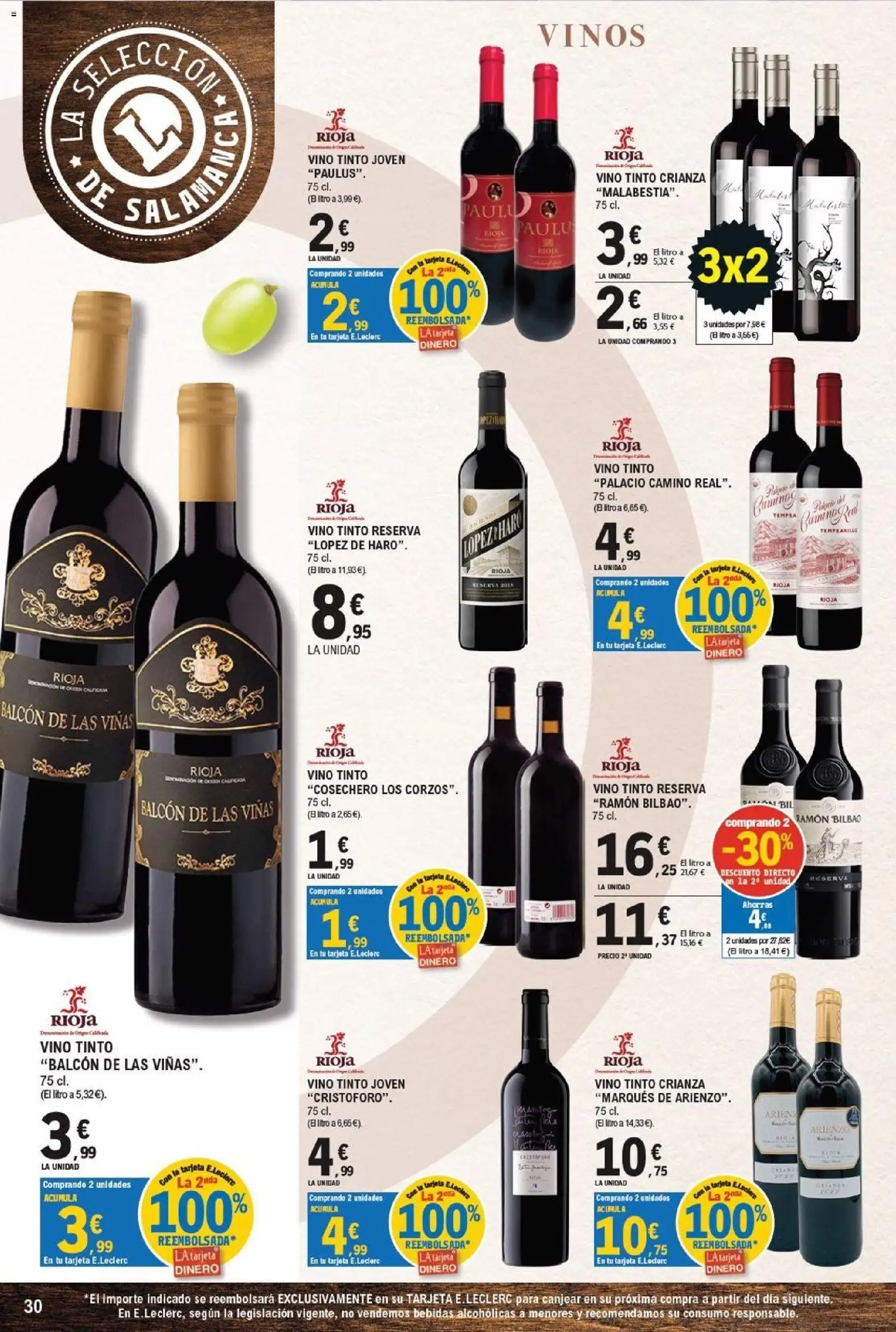 E.Leclerc folleto Salamanca │ válido desde el 23/09/2026 | Página: 30 | Productos: Vino tinto, Vino, Bebidas