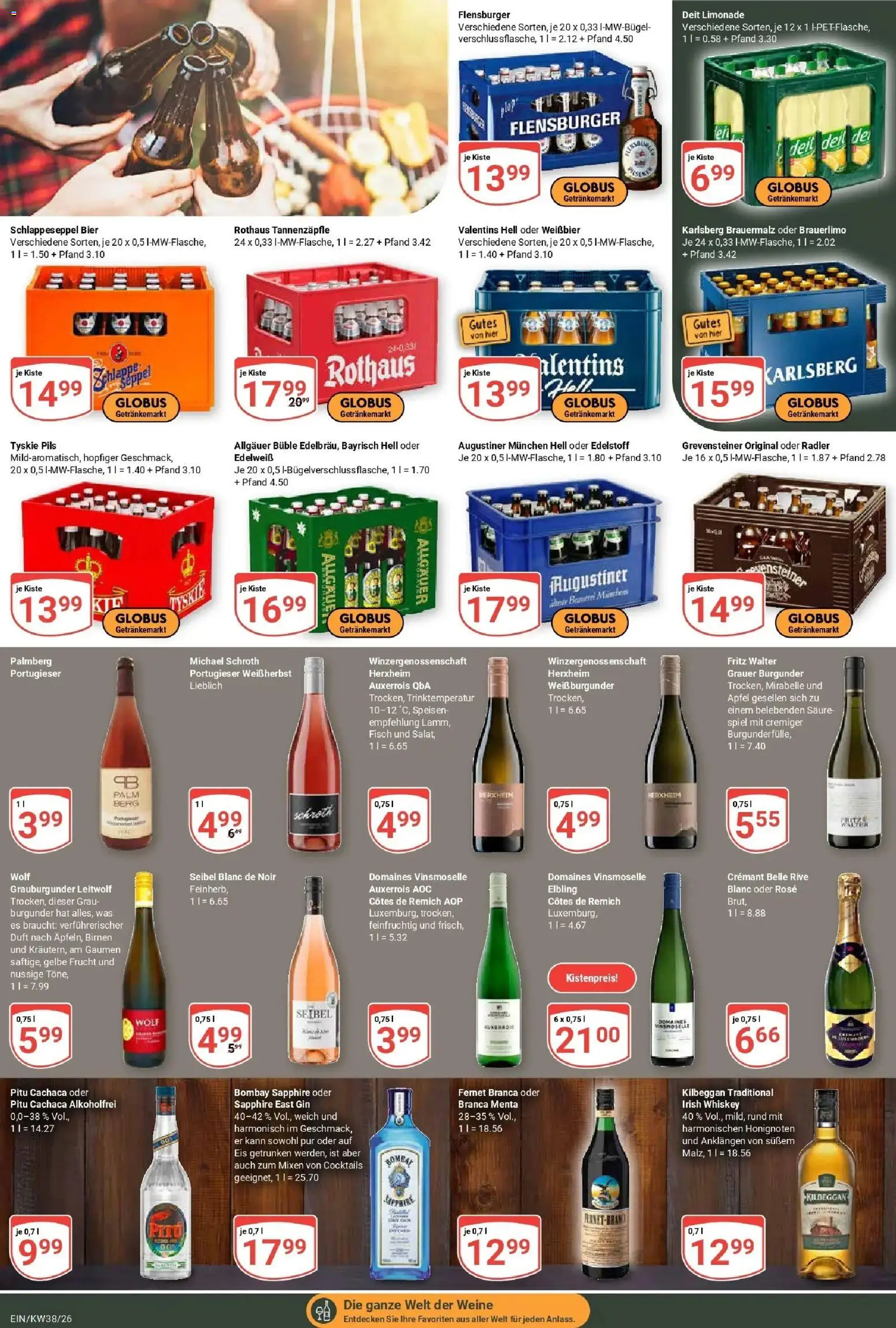 Globus Prospekt Homburg-Einöd (ab 14.09.2026) » Angebote online | Seite: 20 | Produkte: Bier, Radler, Whiskey, Fernet branca