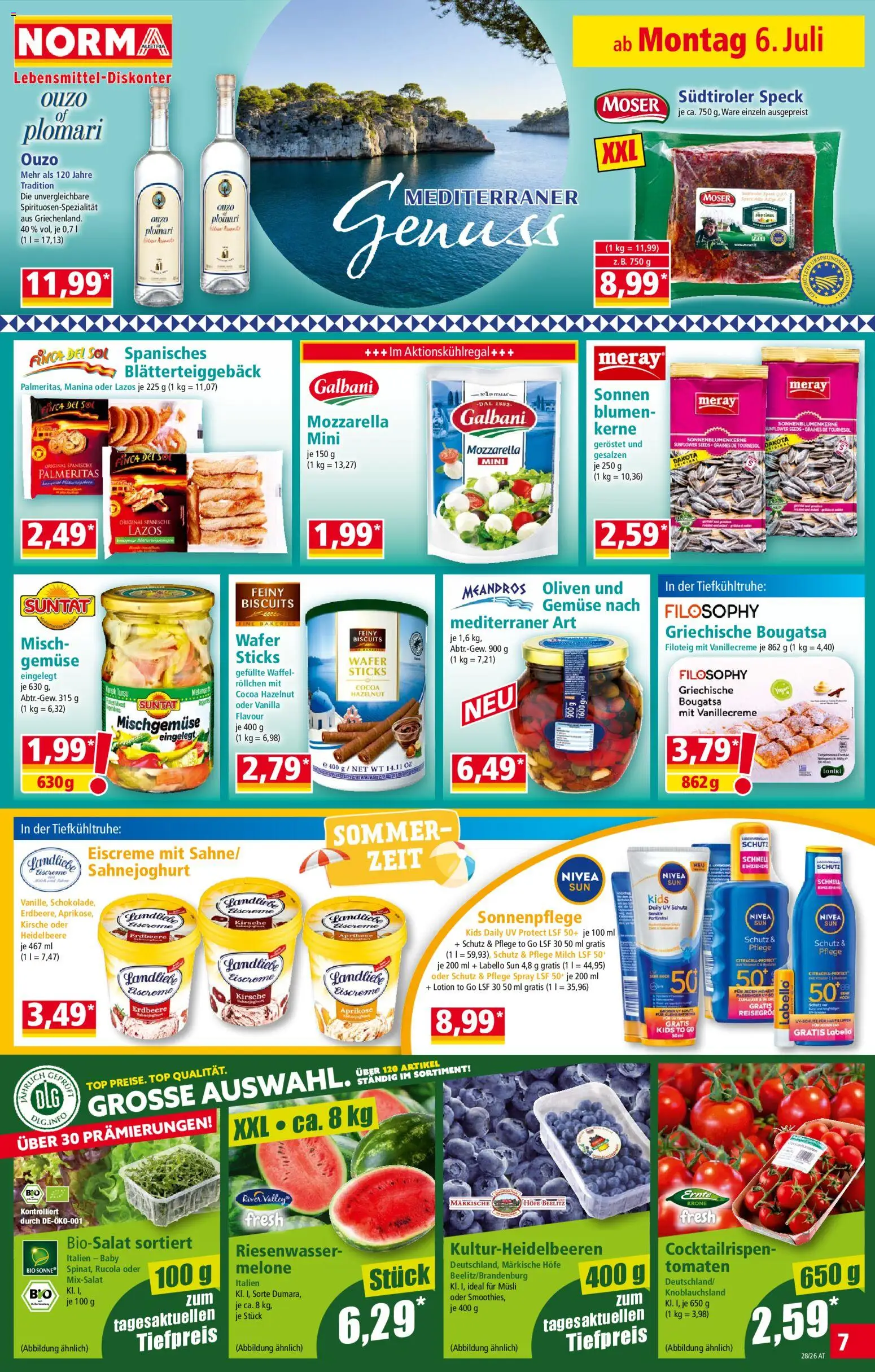 Norma Flugblatt gültig ab 06.07.2026 | Seite: 7 | Produkte: Melone, Szeder, Milch, Tomaten