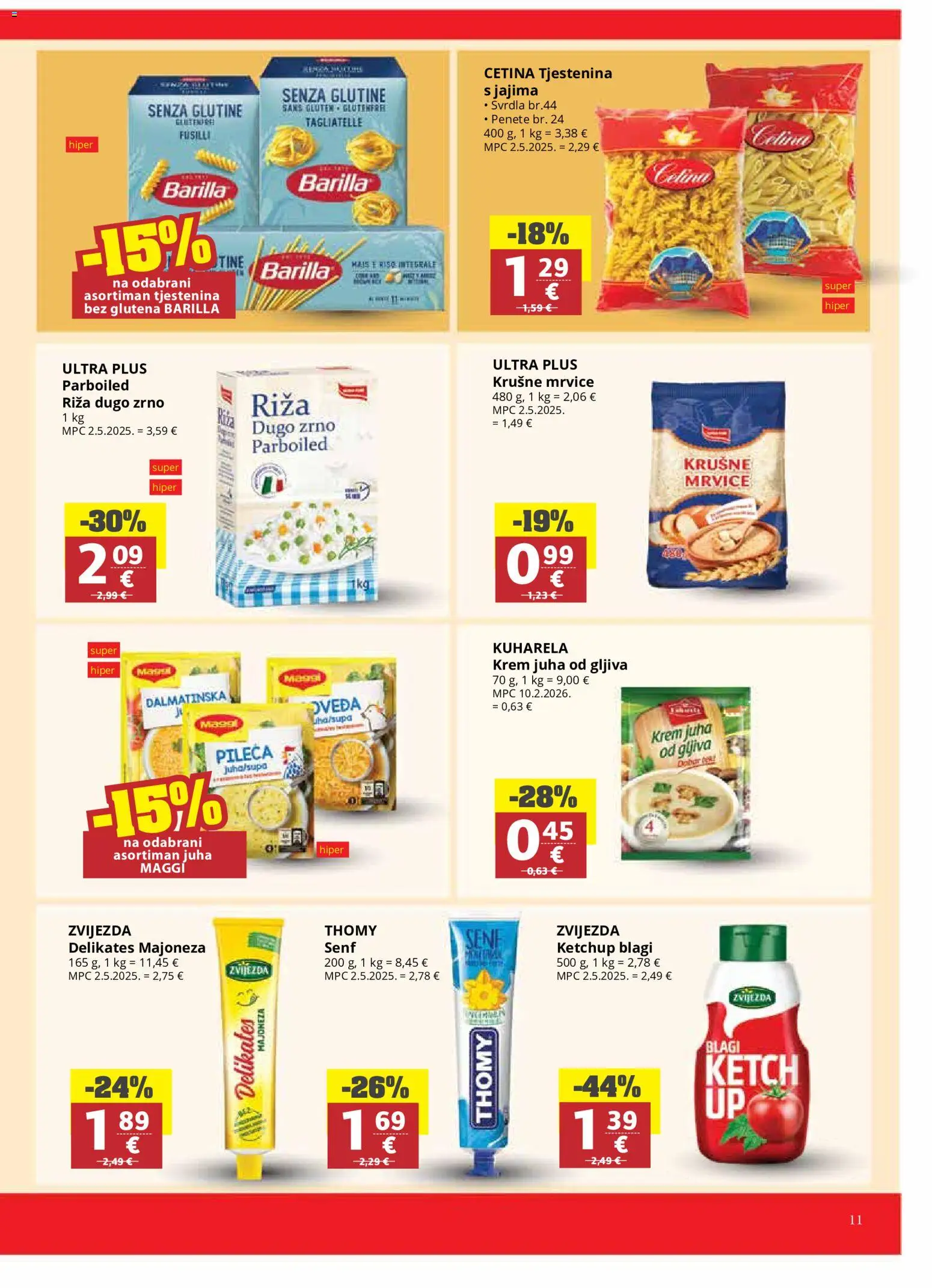 Ribola katalog | vrijedi od 20.05.2026 | Stranica: 11 | Proizvodi: Krušne mrvice, Riža, Tjestenina, Barilla
