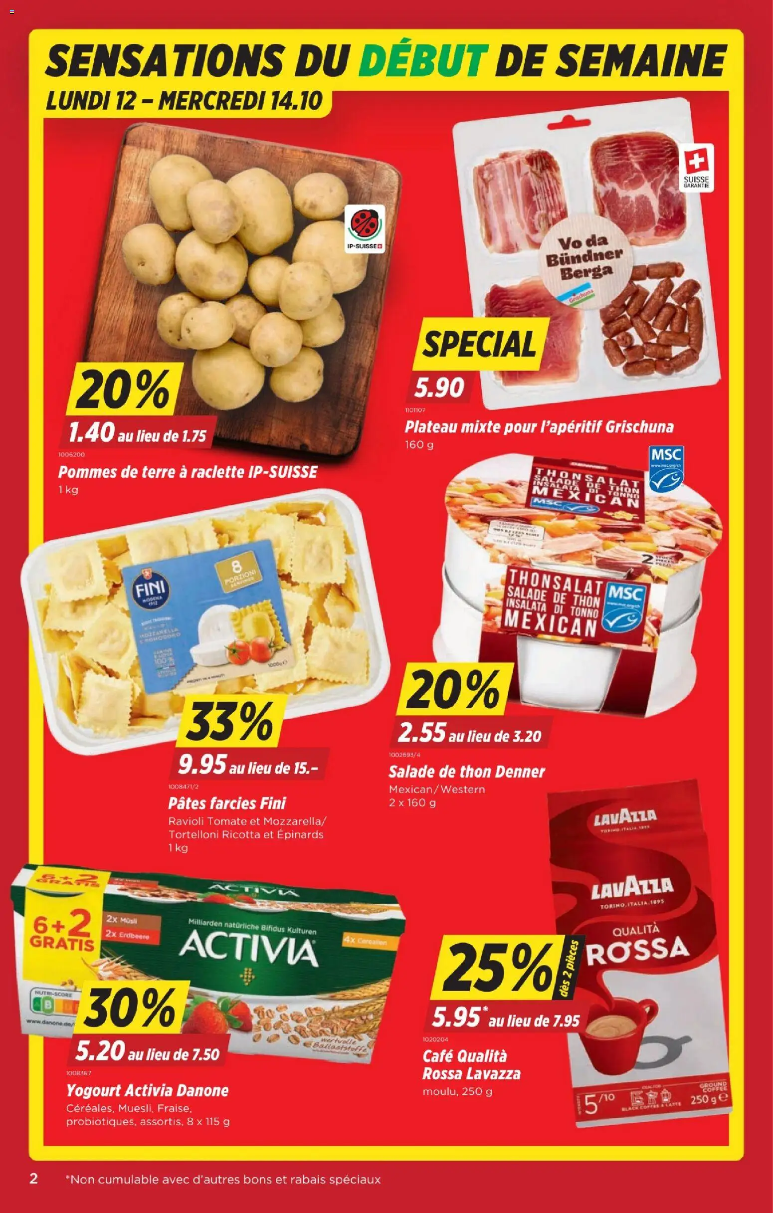 Denner aktionen FR – gültig ab 08.10.2026 | Seite: 2 | Produkte: Müsli, Pasta, Raclette, Ricotta