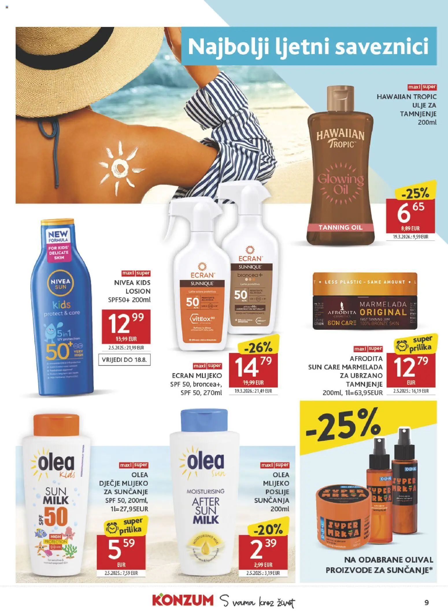 Konzum katalog | vrijedi od 15.07.2026 | Stranica: 9 | Proizvodi: Marmelada, Mlijeko, Ulje, Nivea