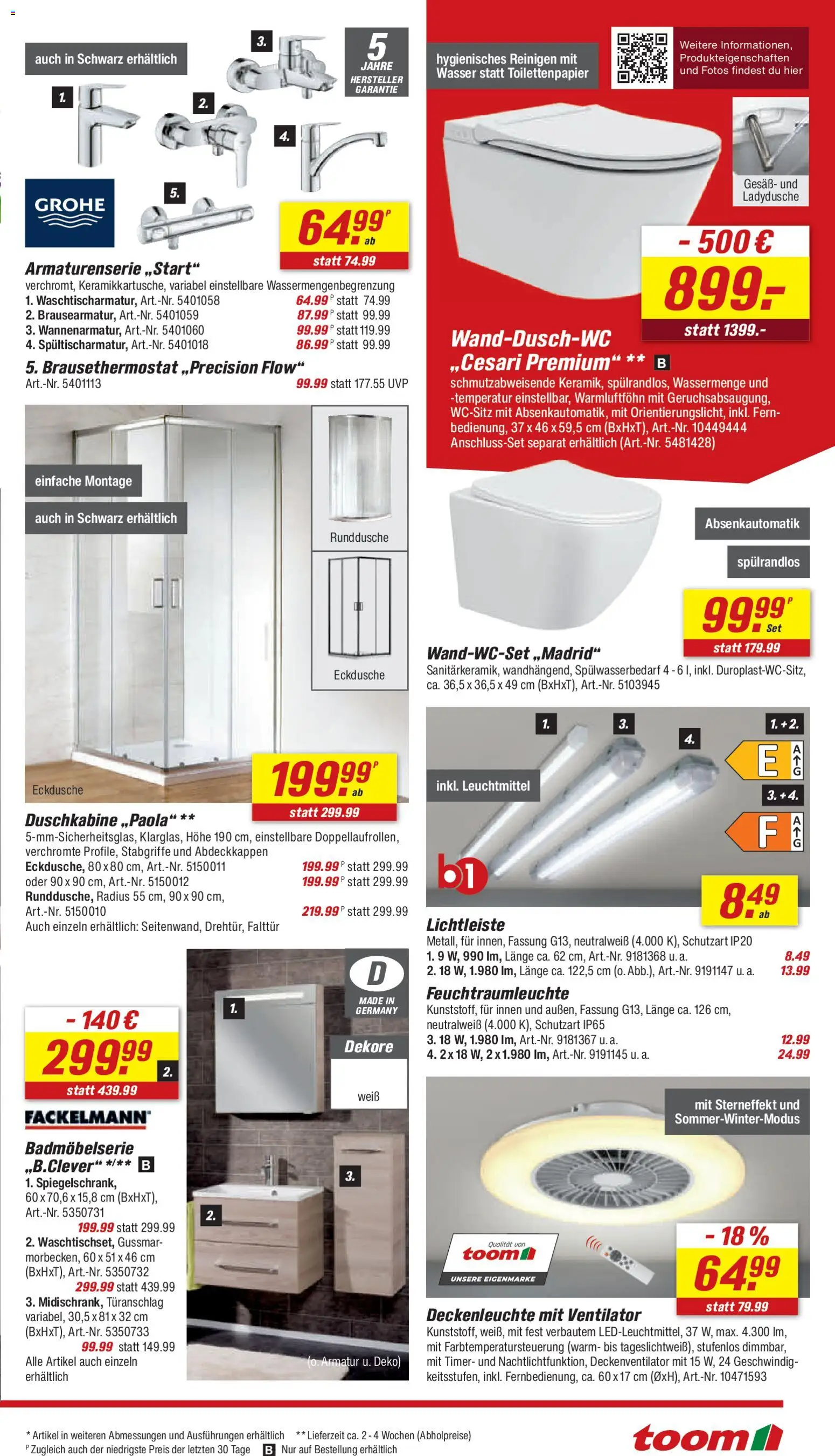 Toom Baumarkt Prospekt – gültig ab 18.07.2026 | Seite: 15 | Produkte: Ventilator, Armatur, Wasser, Toilettenpapier
