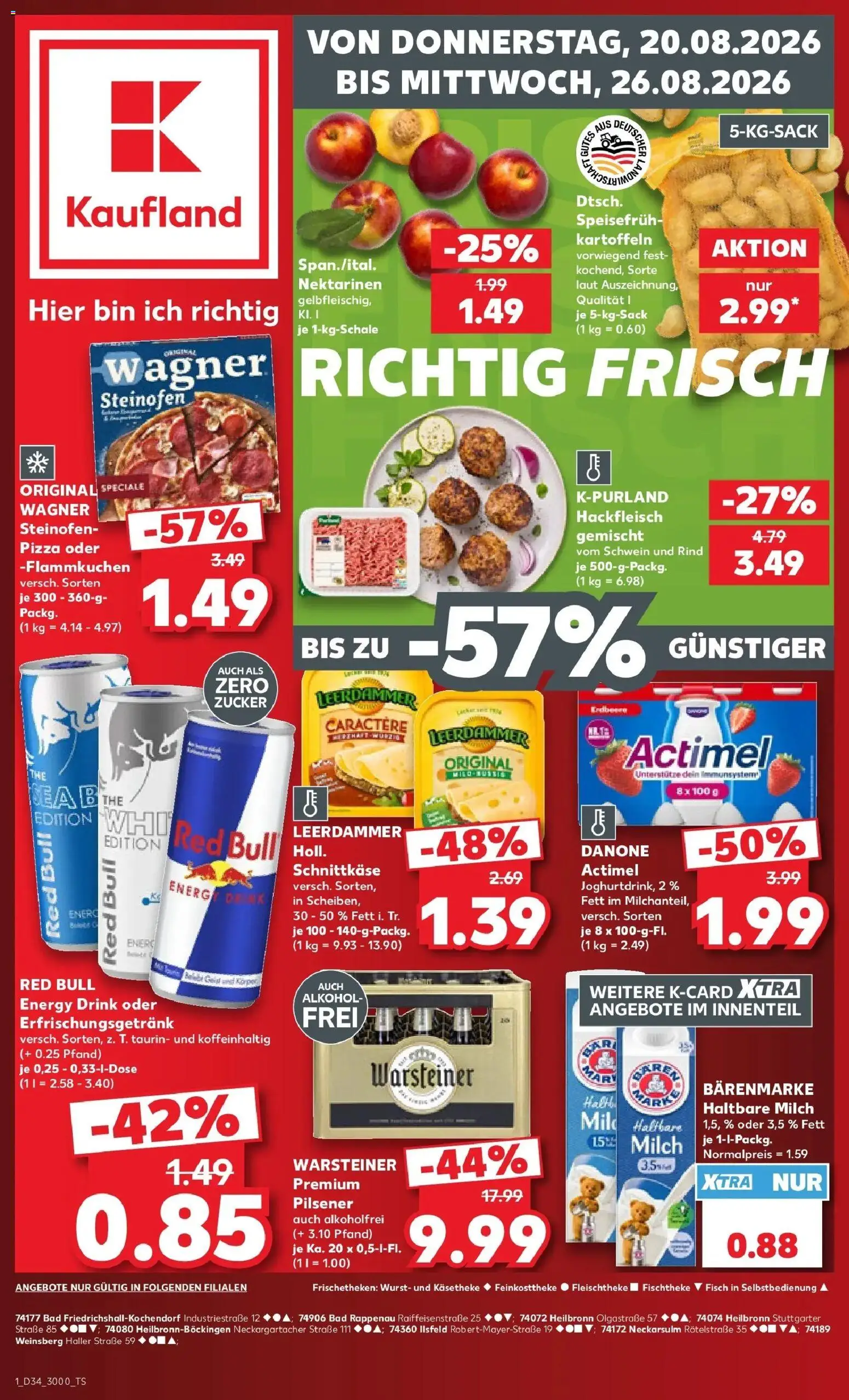 Prospekt Kaufland ab 20.08.2026 » Angebote Online zum Blättern | Seite: 1 | Produkte: Milch, Energy, Nektarinen, Warsteiner