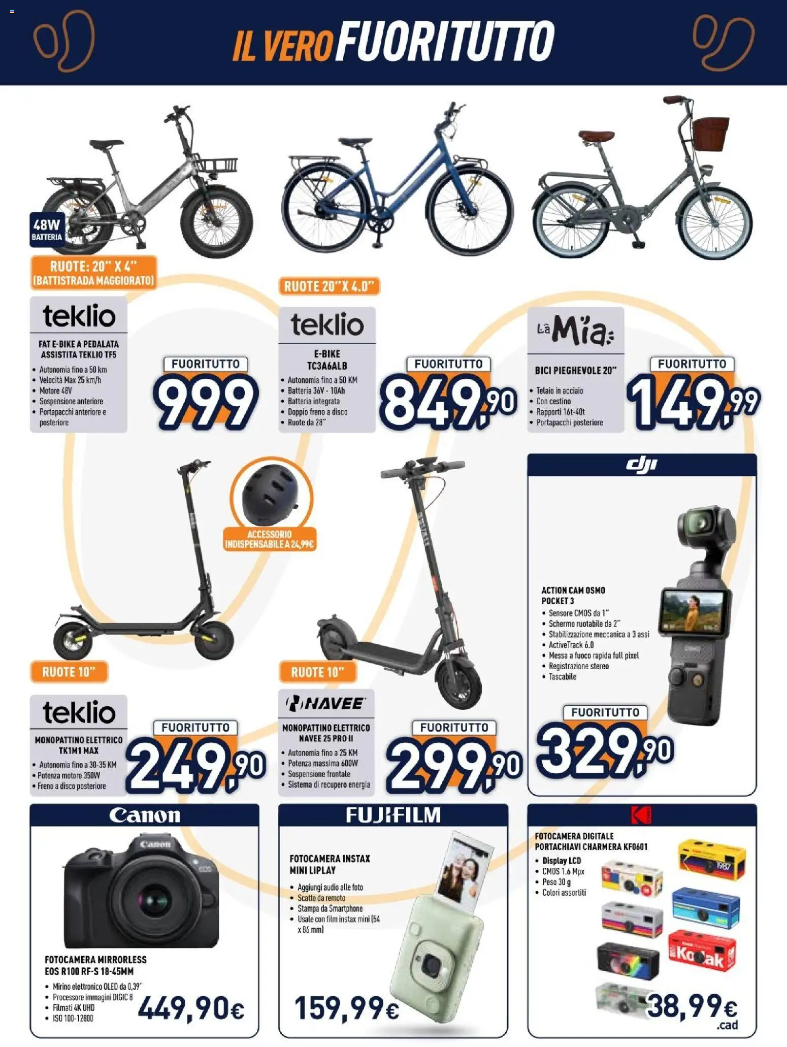 Volantino Unieuro del 27/07/2026 | Pagina: 30 | Prodotti: Monopattino, Action cam, Smartphone, Batteria