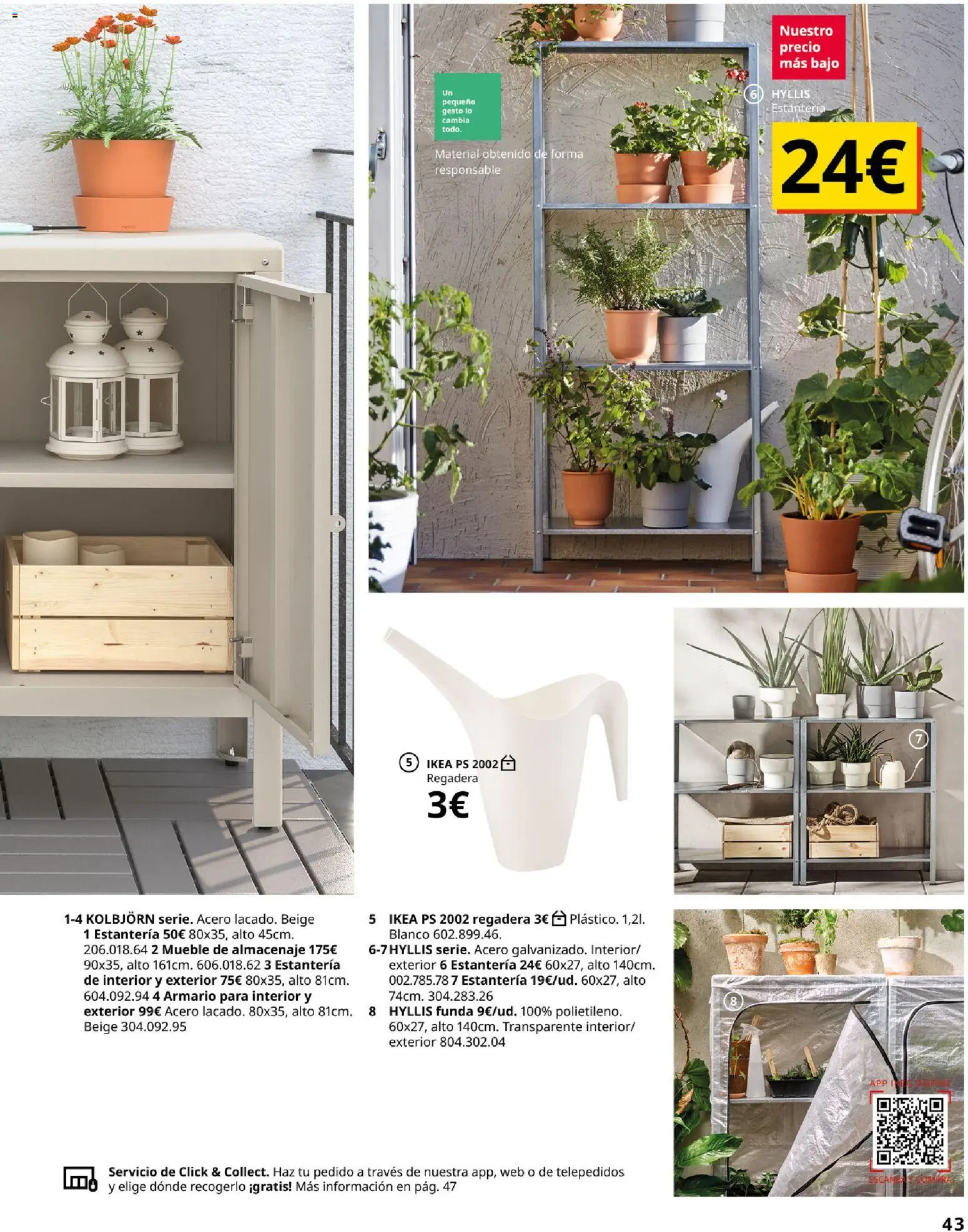 IKEA - Muebles de exterior │ válido desde el 01/09/2026 | Página: 43 | Productos: Estantería, Regadera, Funda, Armario