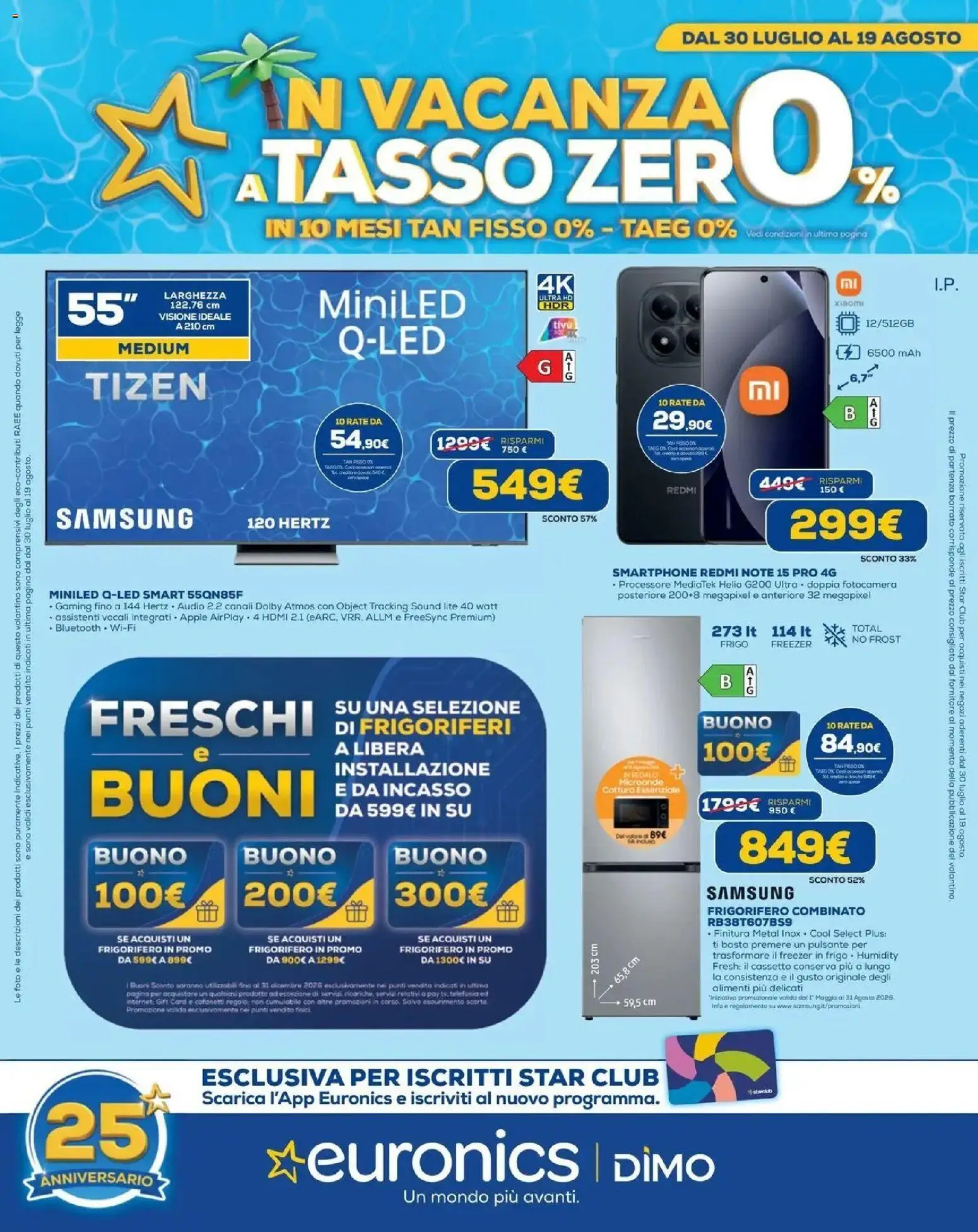 Volantino Euronics del 30/07/2026 | Pagina: 1 | Prodotti: Microonde, Smartphone, Frigorifero, Frigorifero combinato