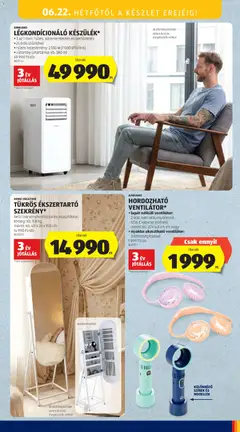 HORDOZHATÓ VENTILÁTOR*, • lapát nélküli ventilátor:, 2 000 mAh akkumulátorral,, USB-C kábellel tölthető,, méret: kb. 22 x 6,8 x 6 cm vagy, • nyakba akasztható ventilátor:, 3 sebességfokozat - amely érvényes a következő dátumtól: 18.06.2026 | Oldal: 19
