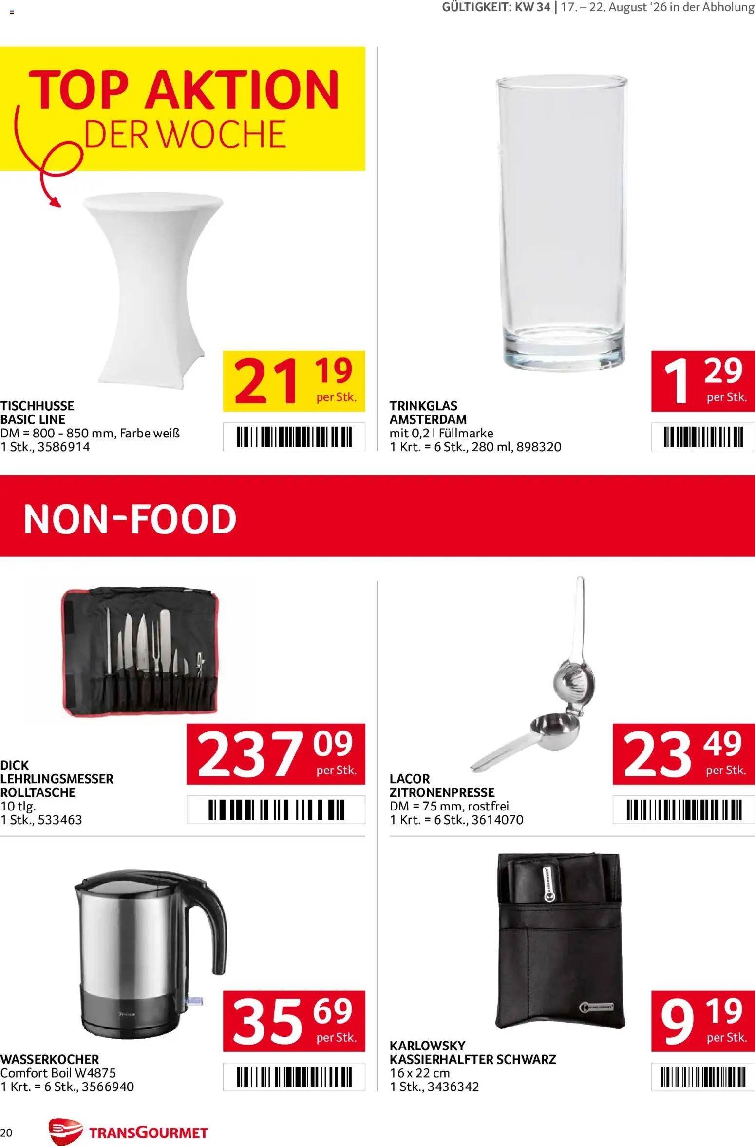 Transgourmet Flugblatt gültig ab 17.08.2026 | Seite: 19 | Produkte: Wasserkocher