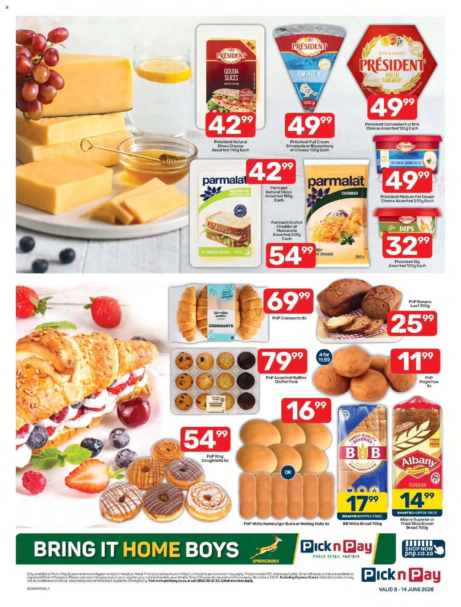 New Pick n Pay catalogue – valid from 08.06.2026 | Page: 4 | Products: Muffins, Buns, Bread, Cream